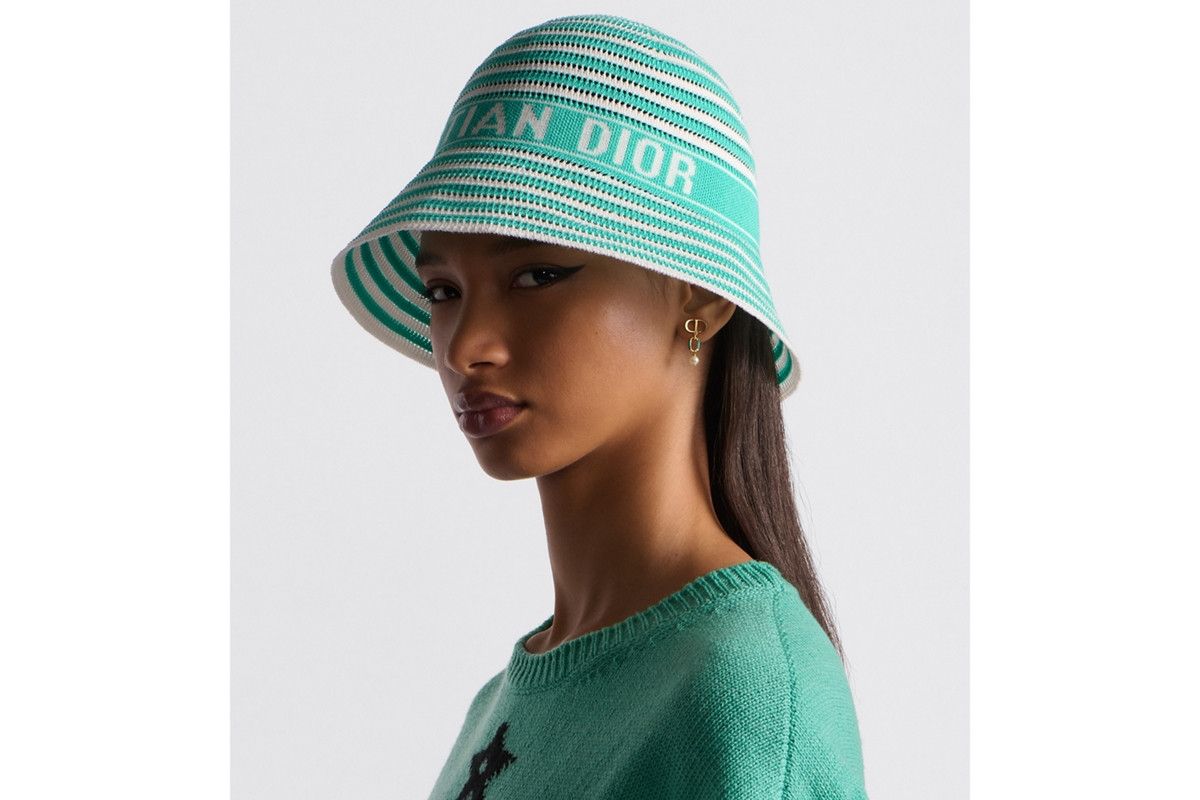 Dior o1bcso1str0226 Size:OS/Small Brim Cloche in White/Aquamaina Size ONE SIZE - 6 Thumbnail