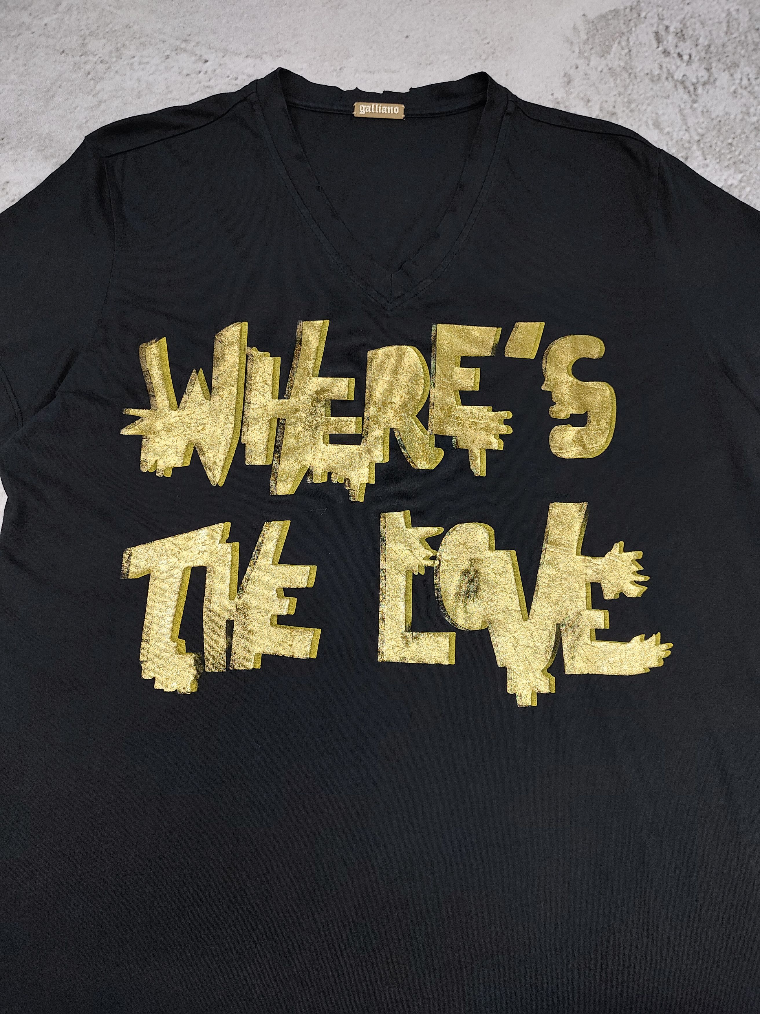 John Galliano 2000s Galliano Distressed “WHERES THE LOVE” Glam Rock Tshirt Size US L / EU 52-54 / 3 - 3 Thumbnail