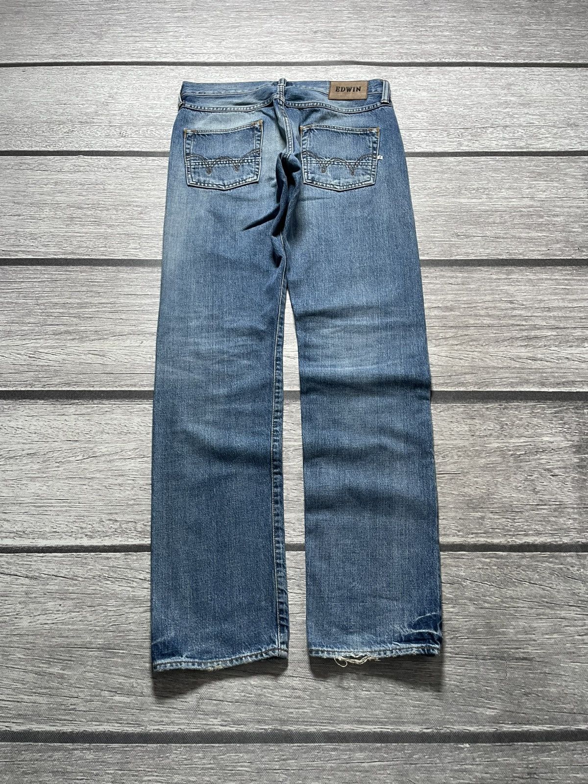 Edwin Edwin ED-55 Rainbow Selvedge Japanese Distress Denim Jeans Size US 32 / EU 48 - 3 Thumbnail