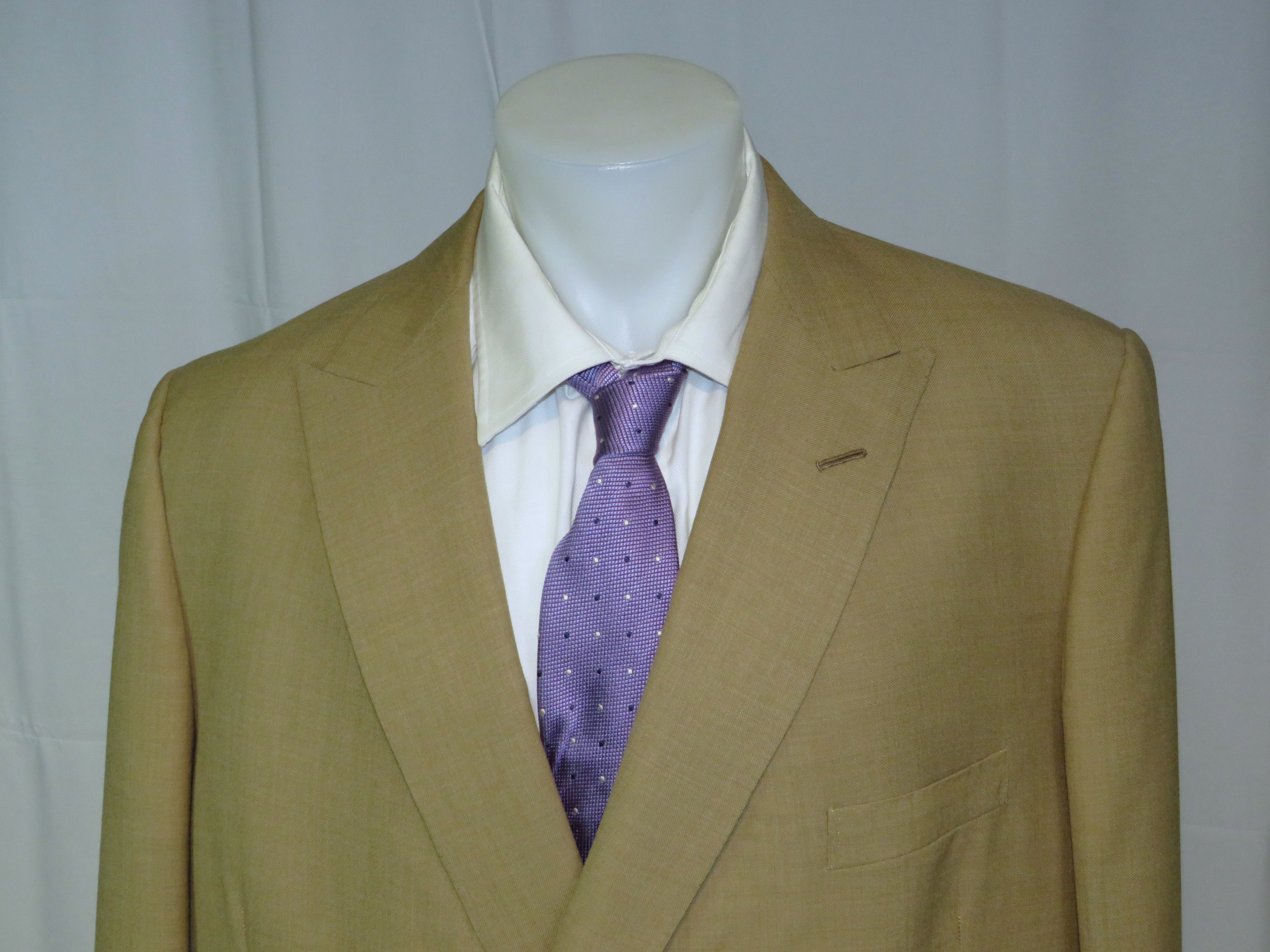 Henry Poole Bespoke Beige Hopsack Double Breasted Sport Coat 46R Size 46R - 4 Thumbnail