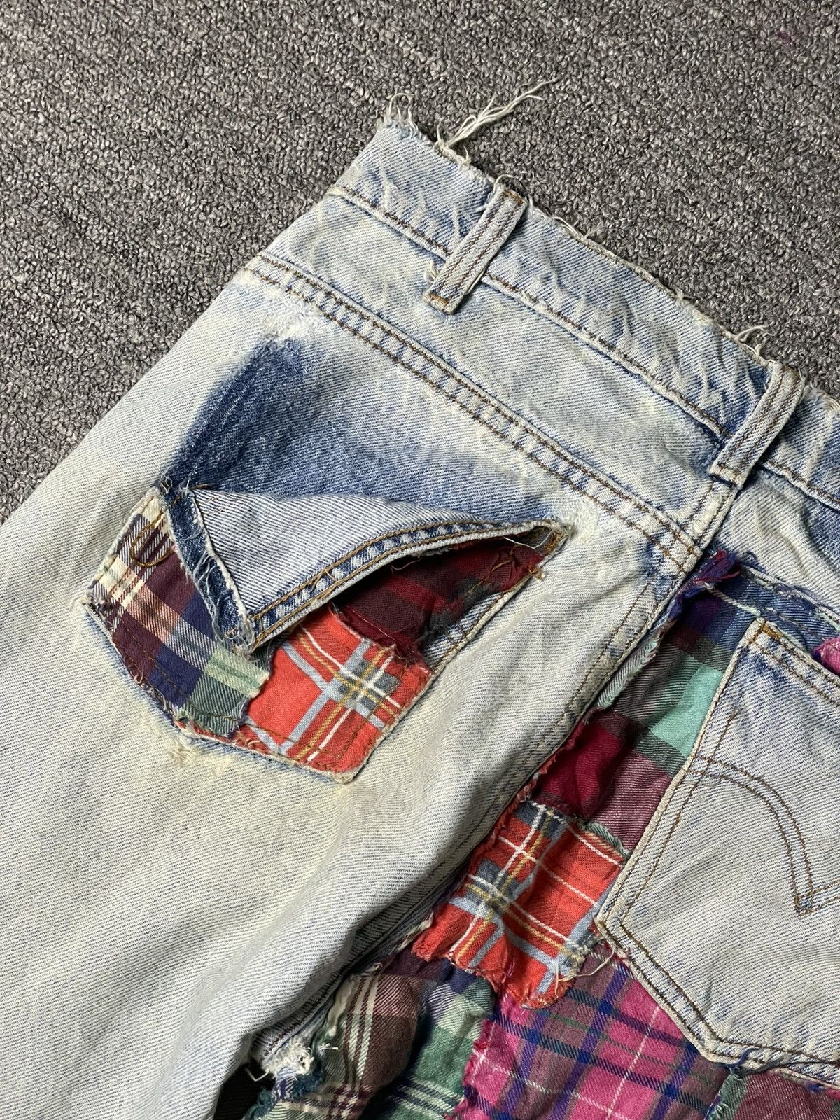 Japanese Brand × Vintage Japanese Brand Custom Patchwork Ripped Jeans (104) Size US 31 - 10 Thumbnail