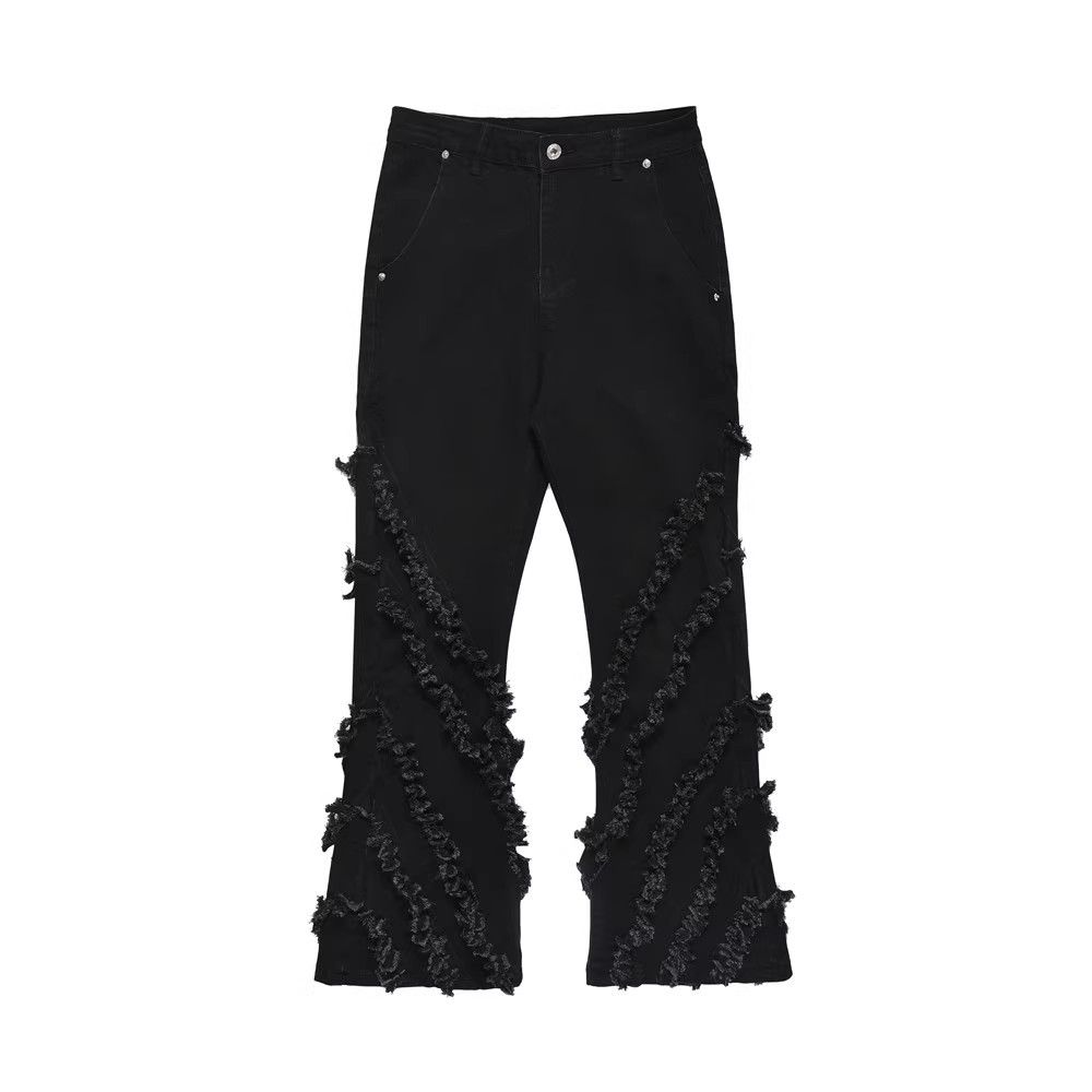 Japanese Brand × Jean Street trend personality punk whisker patchwork flared jeans Size US 32 / EU 48 - 1 Thumbnail