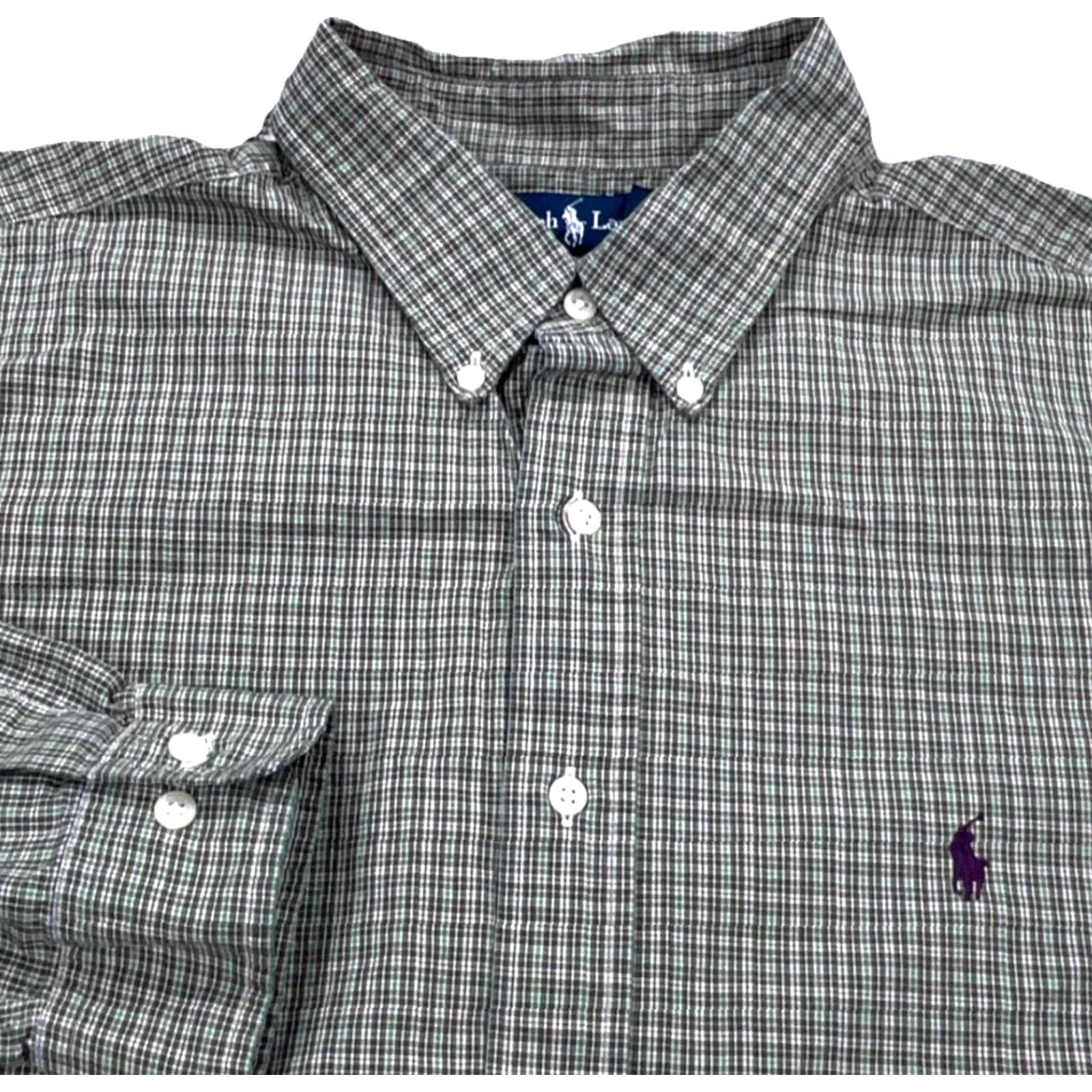 Ralph Lauren Ralph Lauren Shirt Men 2XL Green Purple Button Up Classic Fit Plaid Dress 18 A17 Size 48R - 2 Thumbnail
