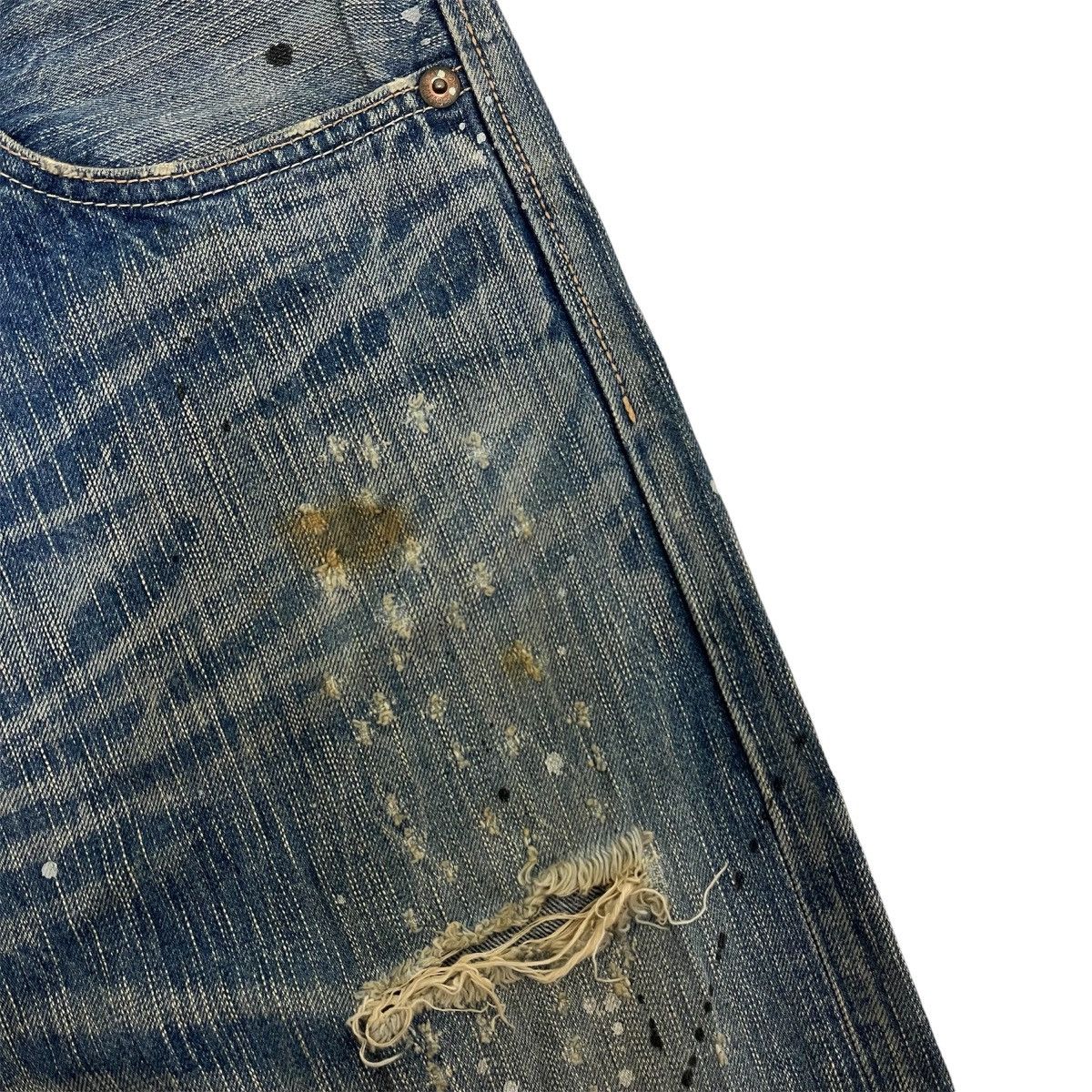 Kapital Flare Jeans Edwin Clawmark Distressed Painted Denim Boot Cut Size US 31 - 5 Thumbnail