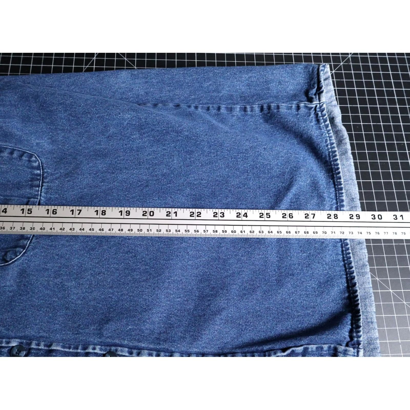 Denime Scottish Greys Denim Shirt Men's Large Blue Camo Grunge 90s Casual Workwear Button-Up Long Sleeve Denim Shirt Size US L / EU 52-54 / 3 - 7 Thumbnail
