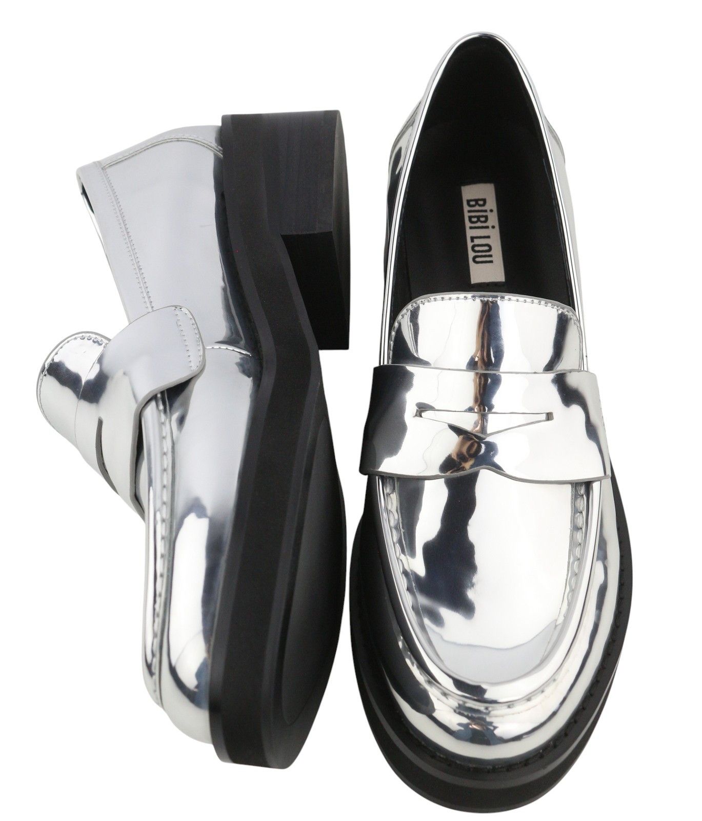 Other BIBI LOU JAYA EU39 Shiny Silver Leather Chunky 87554 Size US 8 / IT 38 - 7 Thumbnail
