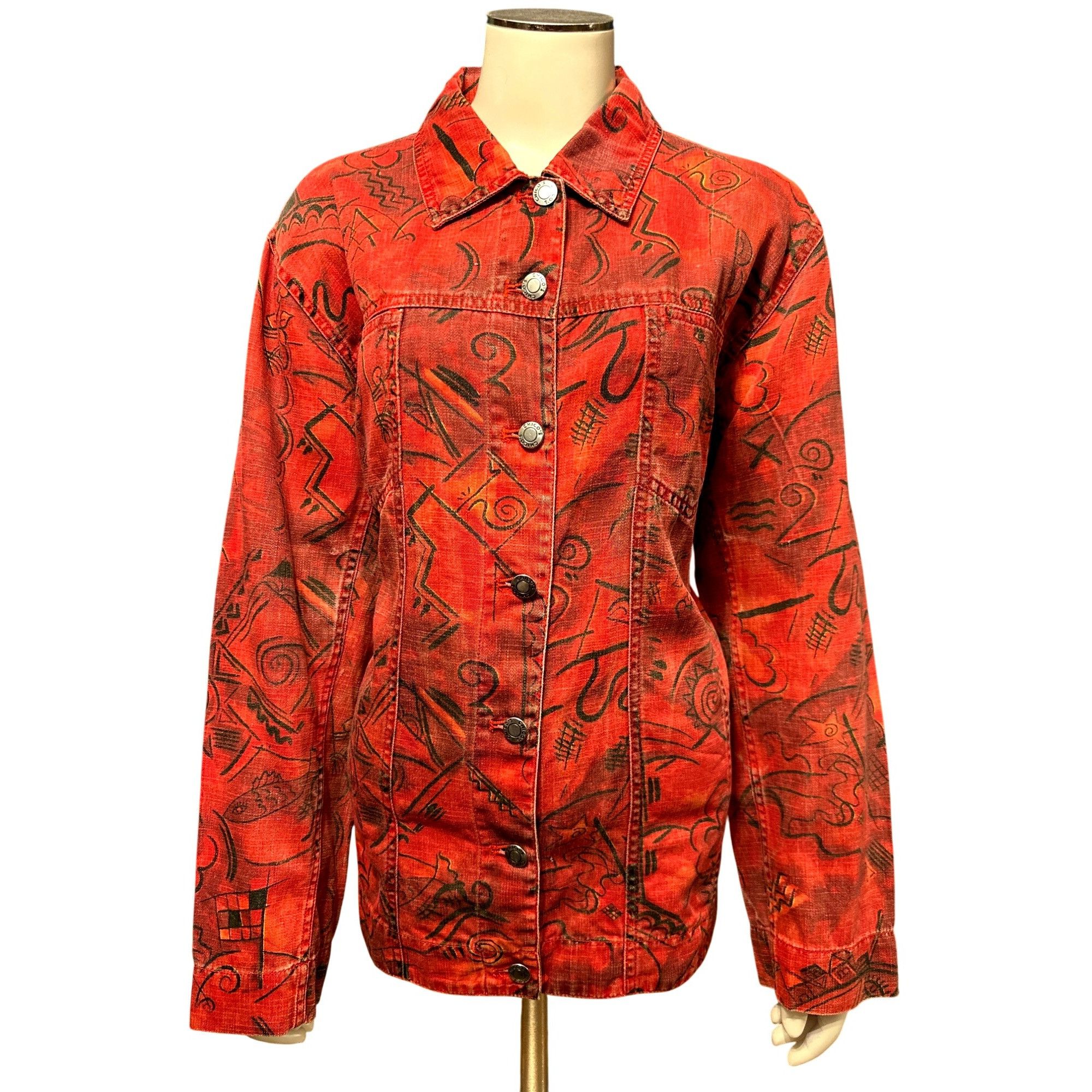 Chicos Chicos Design Vintage Bold Red Fabric Abstract Black Tribal Size XL / US 12-14 / IT 48-50 - 1 Thumbnail