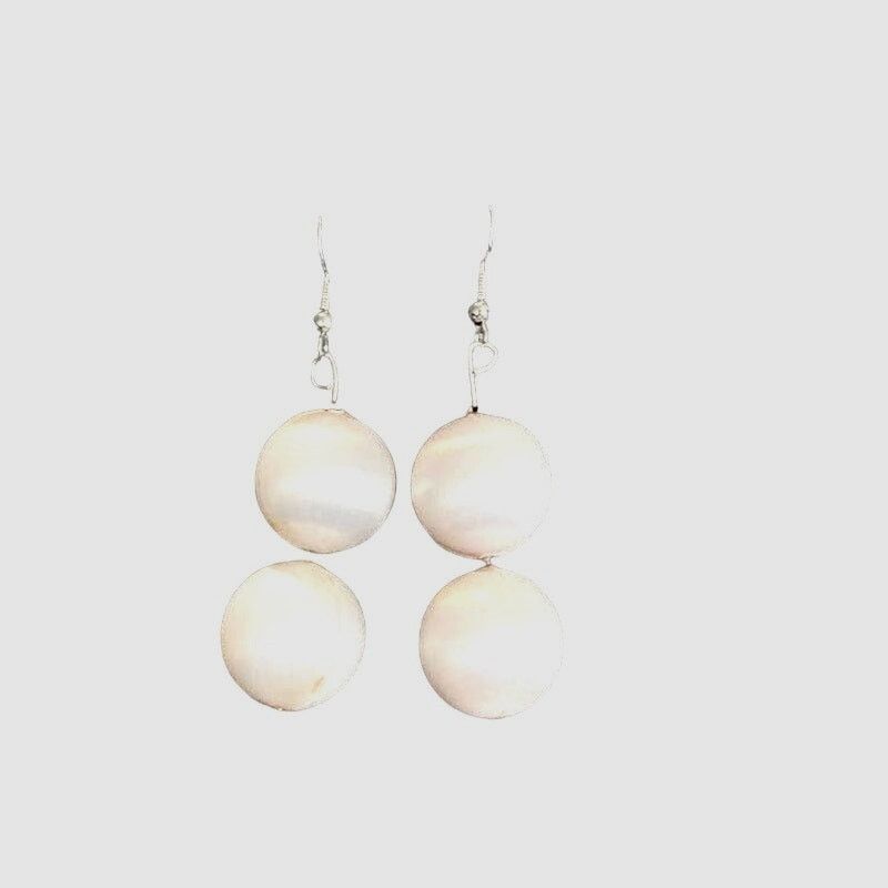 Handmade upcycled vintage big white bead earrings Size ONE SIZE - 1 Thumbnail