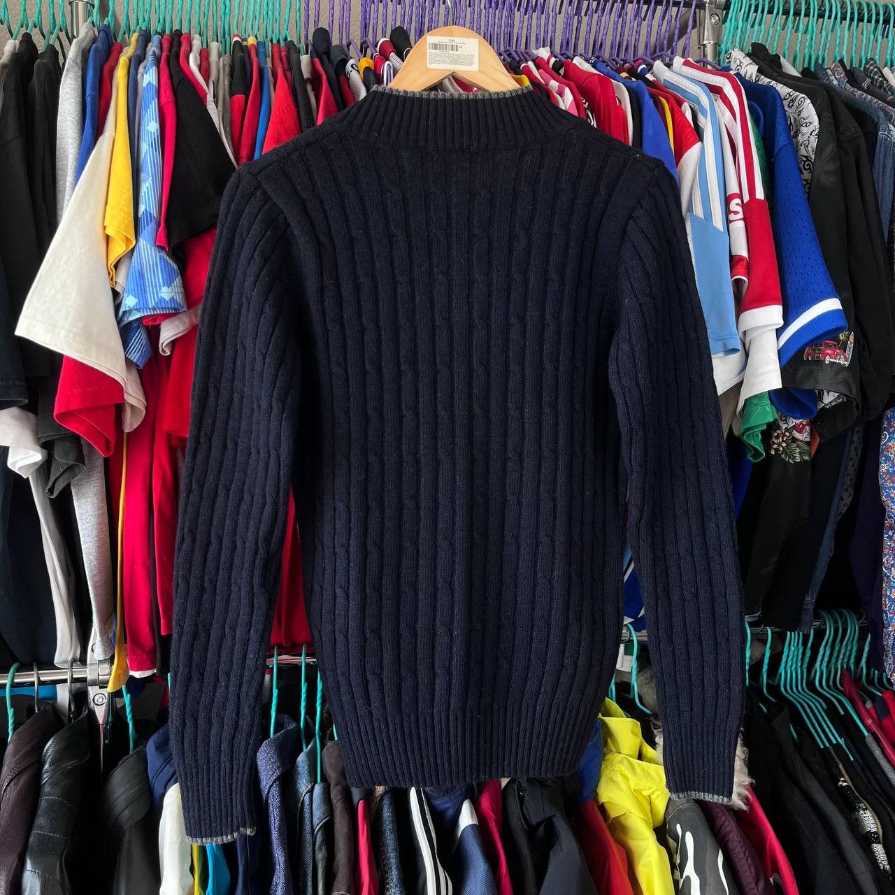 La Martina La Martina Blue Wool Cable Knit V-Neck Sweater Pullover Size M / US 6-8 / IT 42-44 - 5 Thumbnail