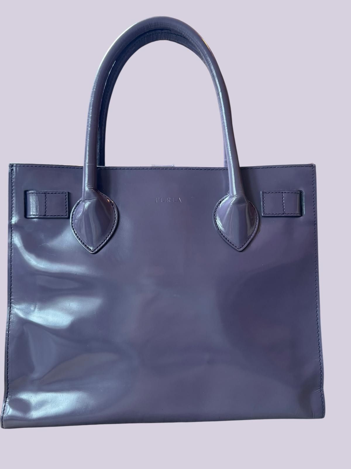 Furla Furla Purple Leather Structured Tote Satchel Bag Size ONE SIZE - 3 Thumbnail