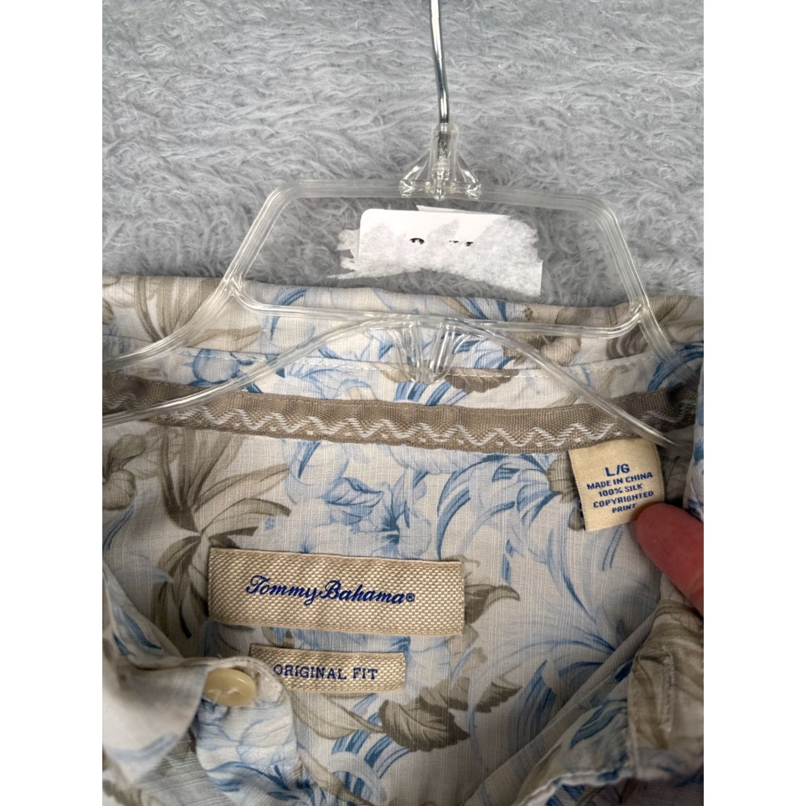 Tommy Bahama Tommy Bahama Shirt Men Large Blue Floral Palm Pattern 100% Silk Hawaiian Beach Size US L / EU 52-54 / 3 - 6 Thumbnail