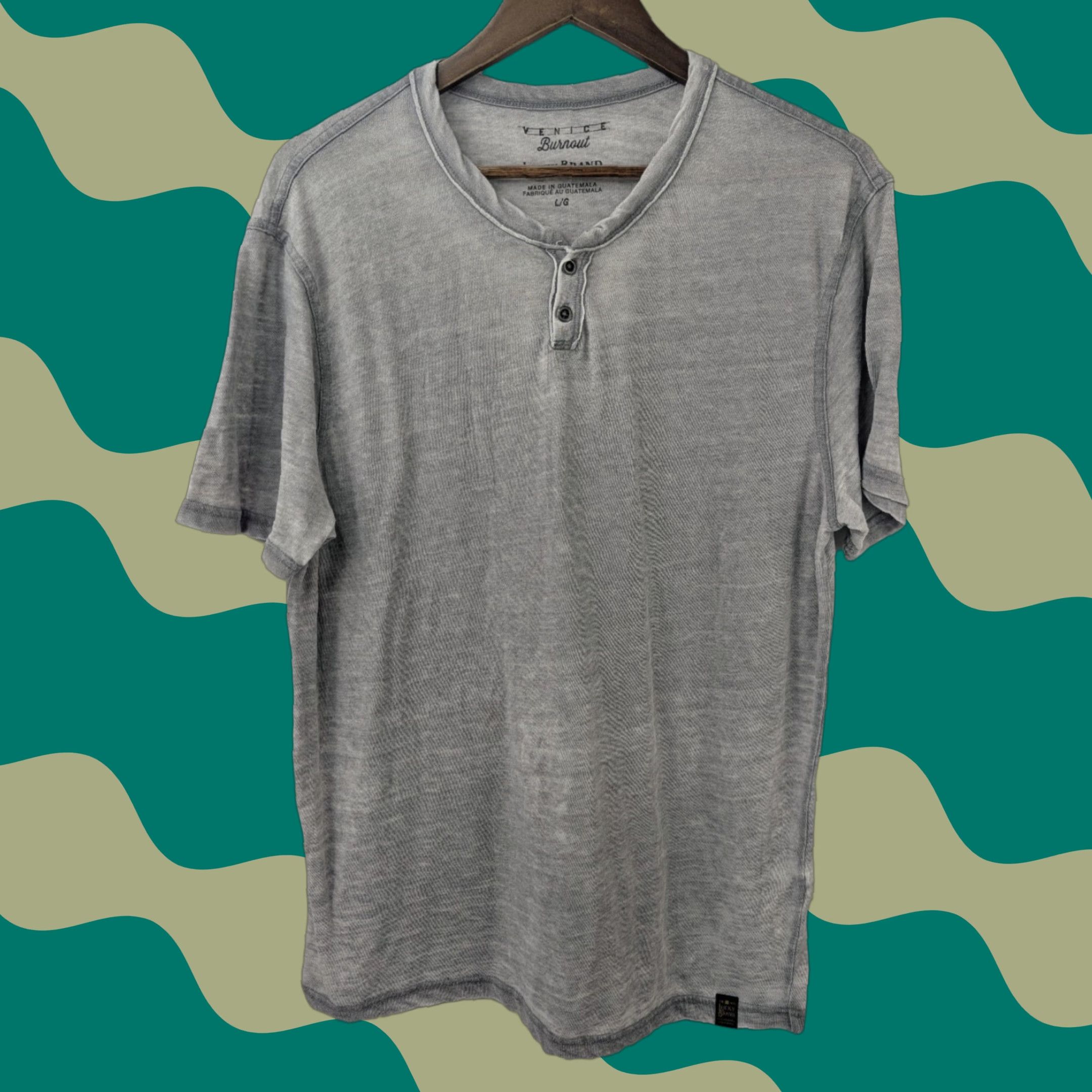 Lucky Brand Lucky Brand Venice Burnout Henley Shirt Mens L Gray Short Sleeve Casual Shirt Size US L / EU 52-54 / 3 - 1 Thumbnail
