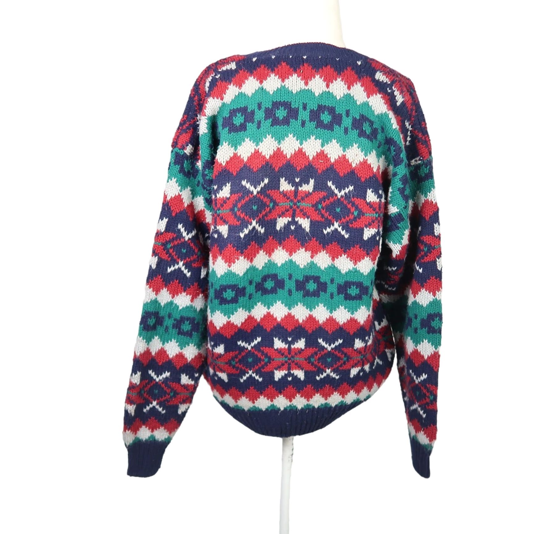 Vintage VINTAGE Persuasion Cardigan Sweater Geometric Knit Navy Blue Teal M Womens 90s Size M / US 6-8 / IT 42-44 - 4 Thumbnail