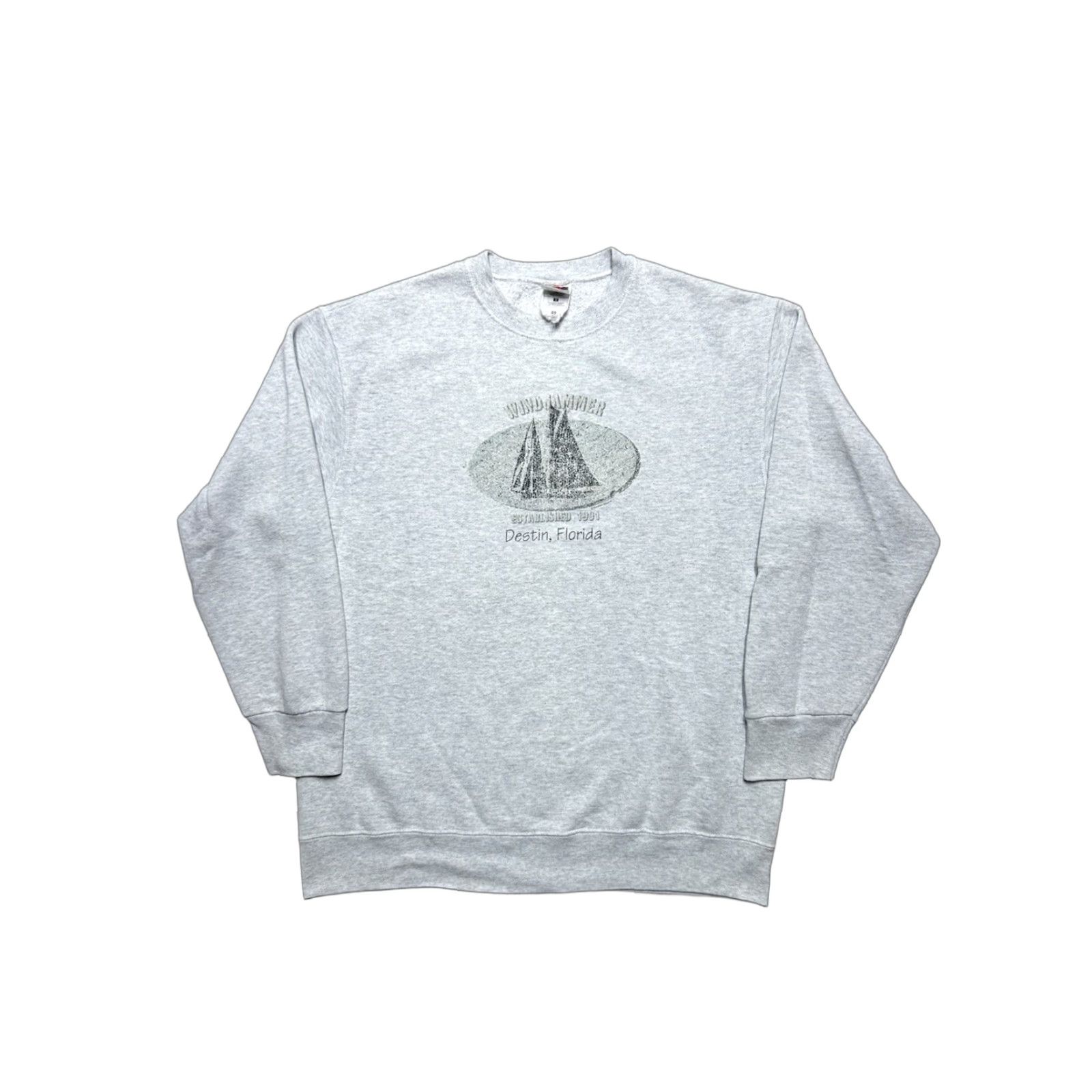 destin VINTAGE Sweatshirt Windjammer Destin Florida Sailboat Ocean Beach L Large Gray Mens Pullover Crewneck Size US L / EU 52-54 / 3 - 1 Thumbnail