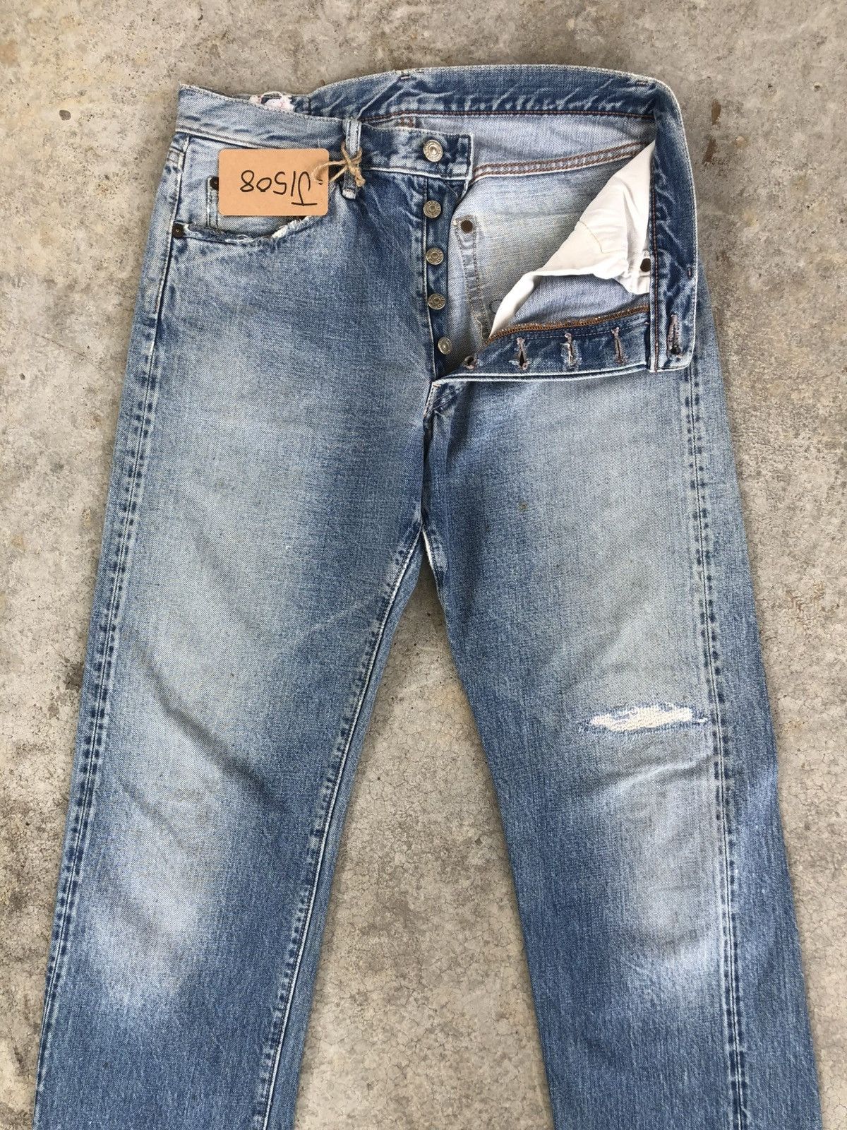 Japanese Brand Canton Distressed Jeans Selvedge Denim Size US 30 / EU 46 - 3 Thumbnail