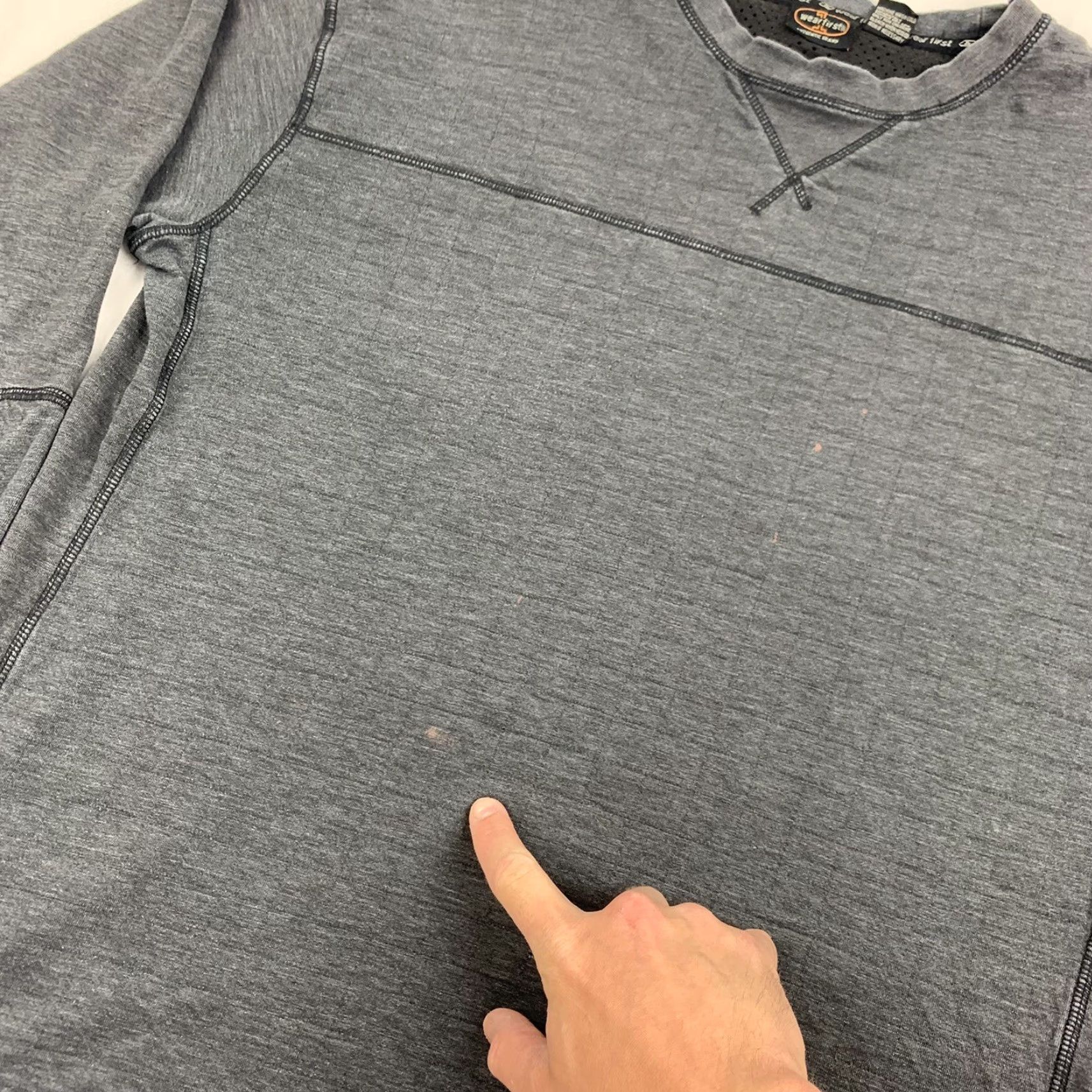 Vintage VINTAGE Wear First Long Sleeve Shirt Adult XL Gray Grunge 90s Y2K Streetwear Mens Shirt Size US XL / EU 56 / 4 - 3 Thumbnail