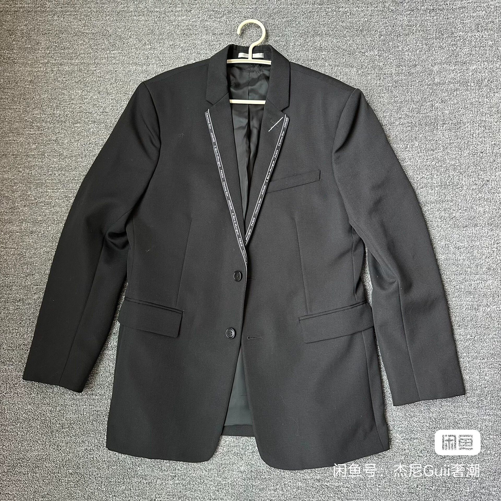 Dior DIOR HOMME Black Wool Stripe Logo Blazer 48 Size 48R - 1 Thumbnail