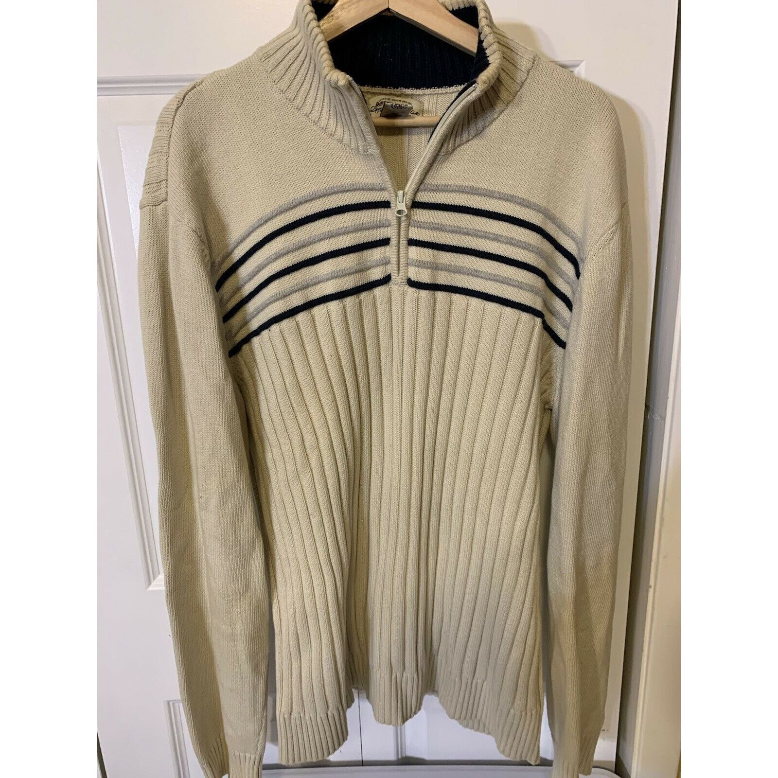 American Rag AMERICAN RAG Cue Men's Sz XL 1/4 Zip Sweater Cream Brown 100 Size US XL / EU 56 / 4 - 1 Thumbnail