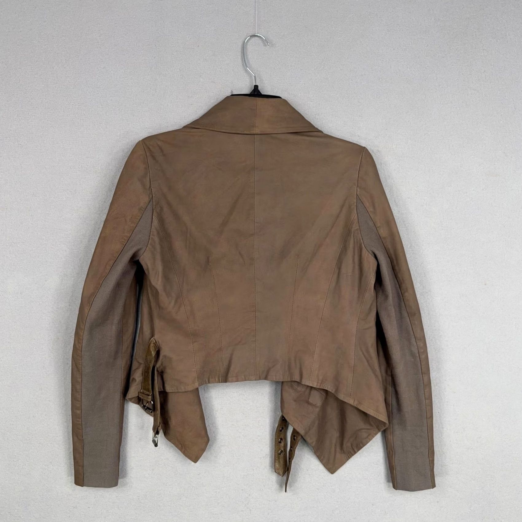 Muubaa Muubaa Jacket Womens 6 Goat Leather Asymmetrical Biker Belted Waterfall Moto Size M / US 6-8 / IT 42-44 - 6 Thumbnail