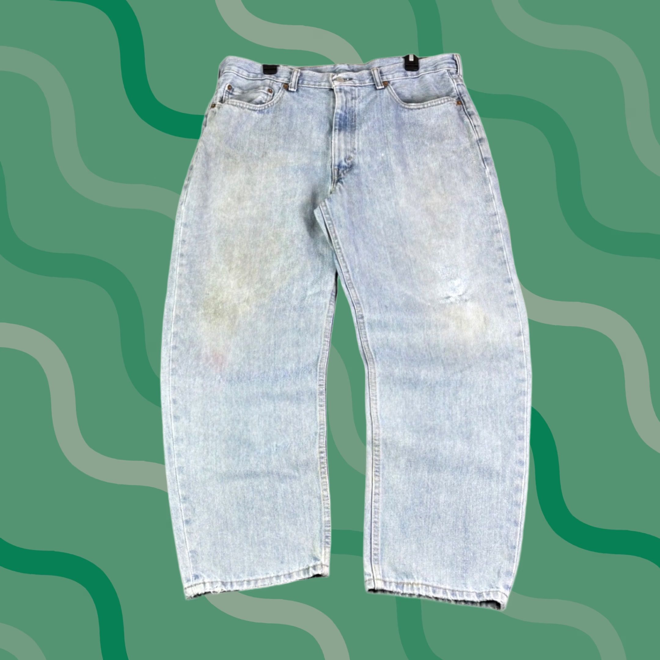 Levi's Levi's 550 Relaxed Fit Tapered Leg Jeans Light Wash Mens 38x30 Distressed Stain Size US 38 / EU 54 - 1 Thumbnail