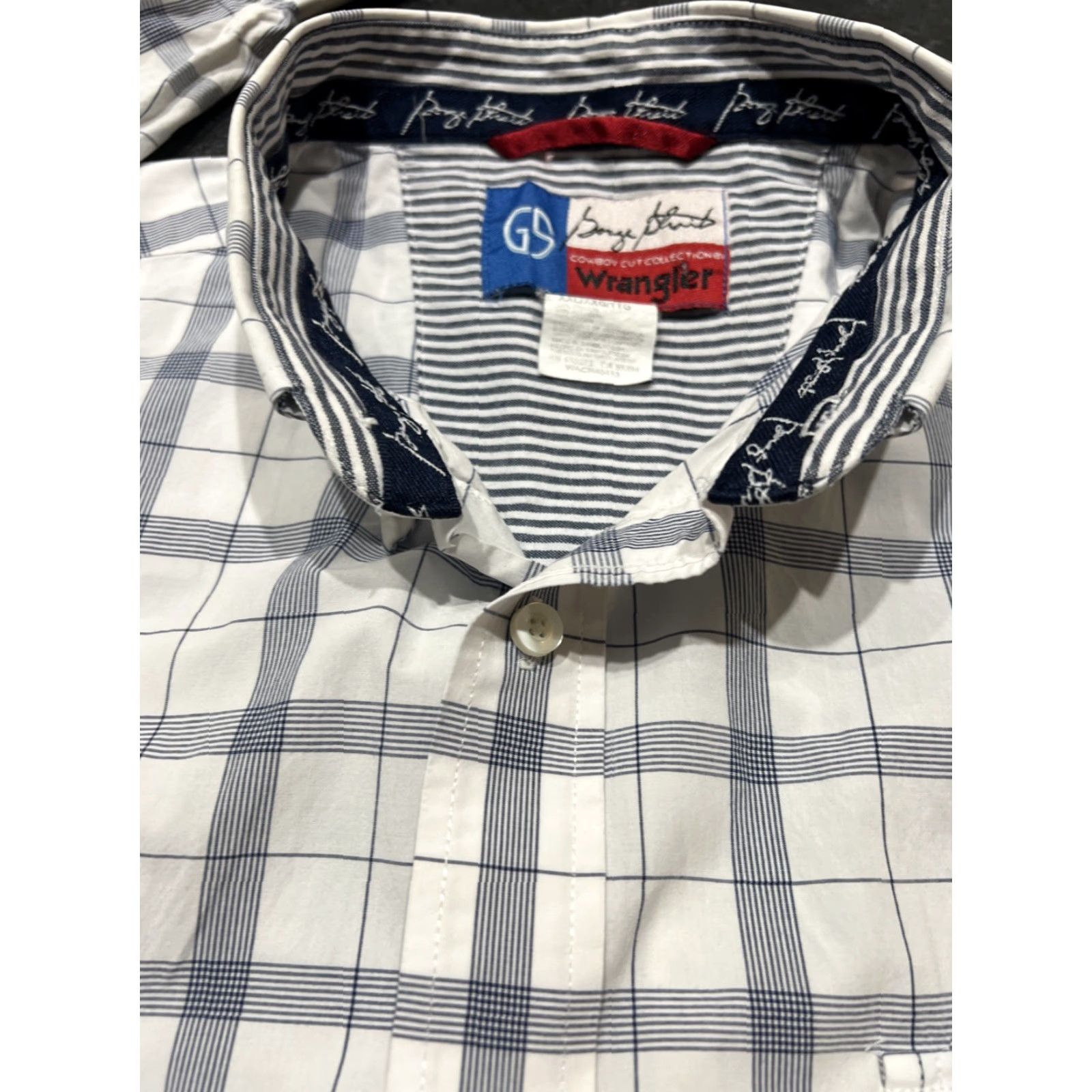 Wrangler Wrangler George Strait 2XL Shirt Mens Long Sleeve Plaid White Blue Cowboy Size US XXL / EU 58 / 5 - 6 Thumbnail