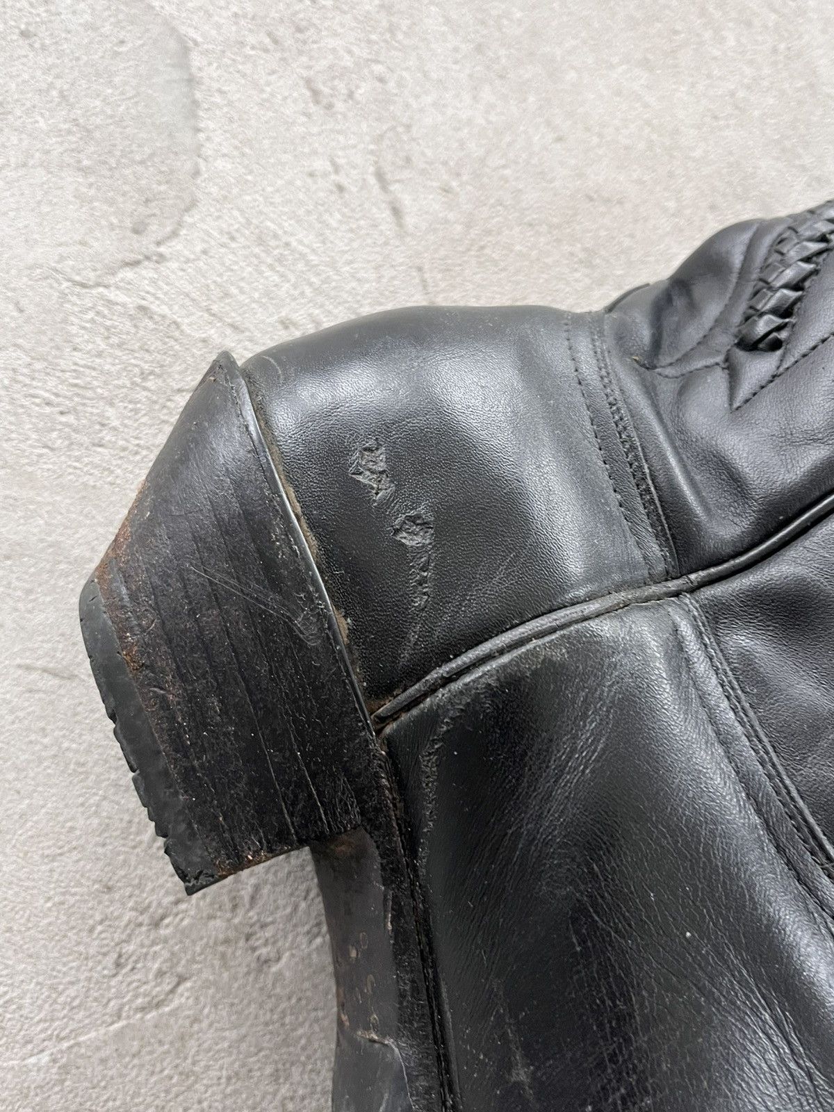 Cowboy Equipment Vintage Black Leather Cowboy High Boots Avantgarde Y2K Size US 11.5 / EU 44-45 - 16 Thumbnail
