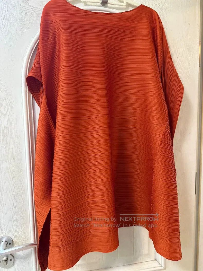 Issey Miyake Issey Miyake Orange Ruched Top Size XXL / US 16-18 / IT 52-54 - 2 Thumbnail