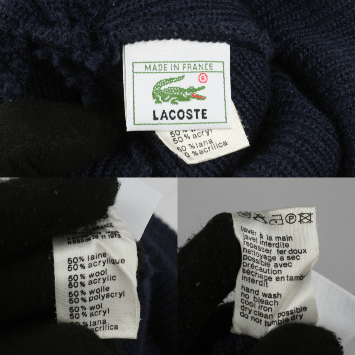 Lacoste 90S Logo Wool Acryl Hat Vintage Made in France Size ONE SIZE - 3 Thumbnail