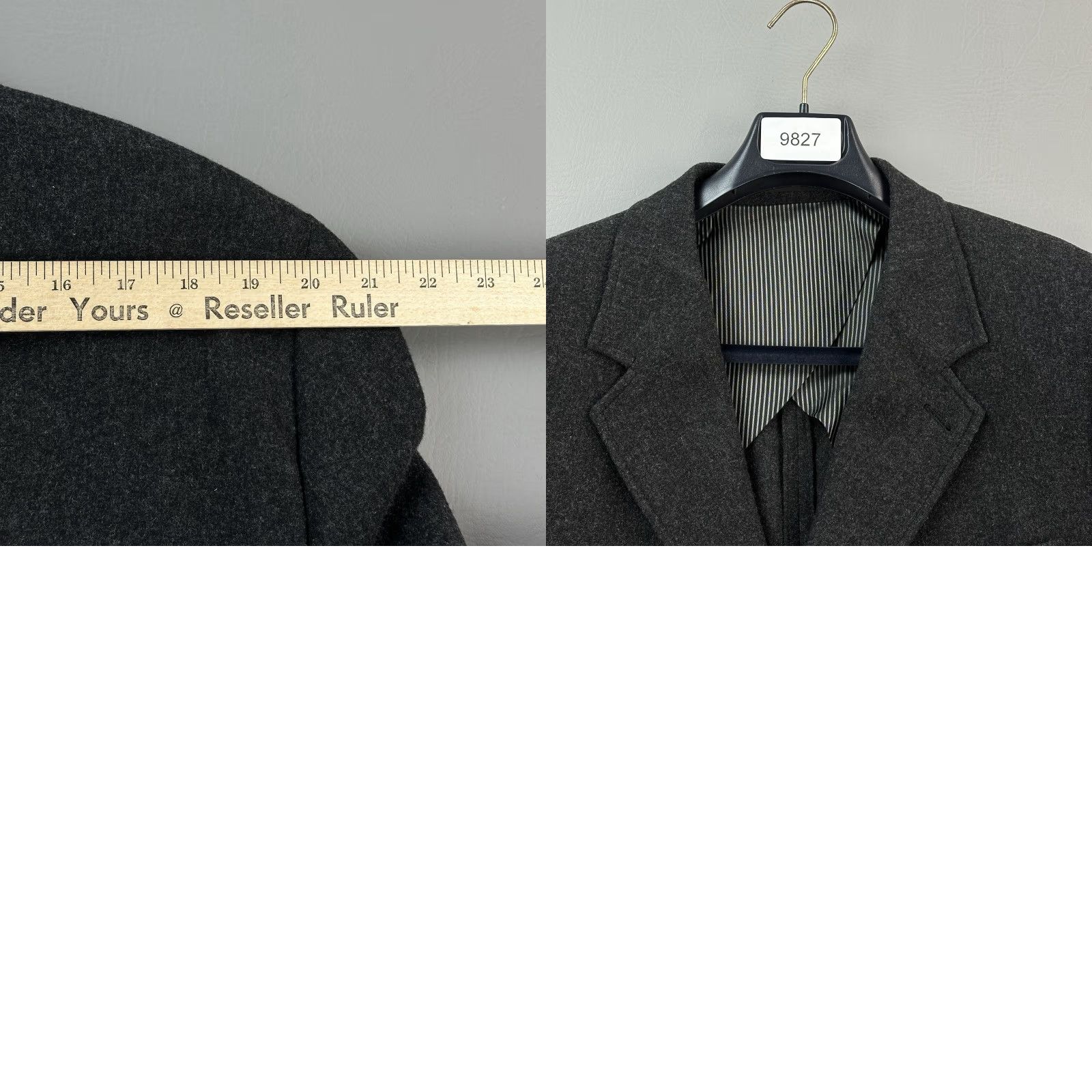 Emporio Armani VINTAGE Emporio Armani Blazer Mens 46 Wool Charcoal Gray Made in Italy Size 46R - 11 Thumbnail