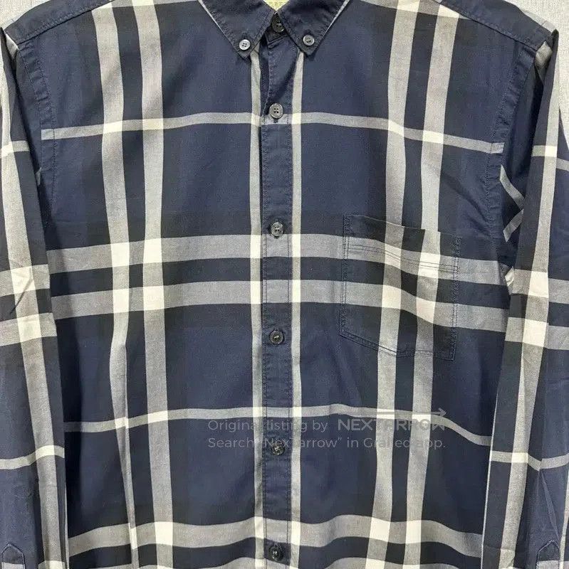 Burberry Burberry Men's Dark Blue Patterned Dress Shirt. Size US M / EU 48-50 / 2 - 3 Thumbnail