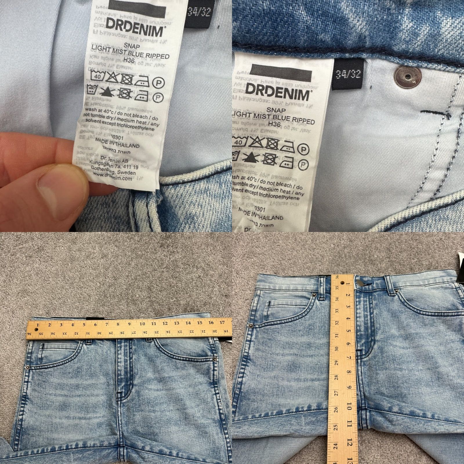 Dr. Denim Dr. Denim Snap Tight Slim Distressed Denim Jeans Mens 34x32 Light Mist Blue NWT Size US 34 / EU 50 - 9 Thumbnail
