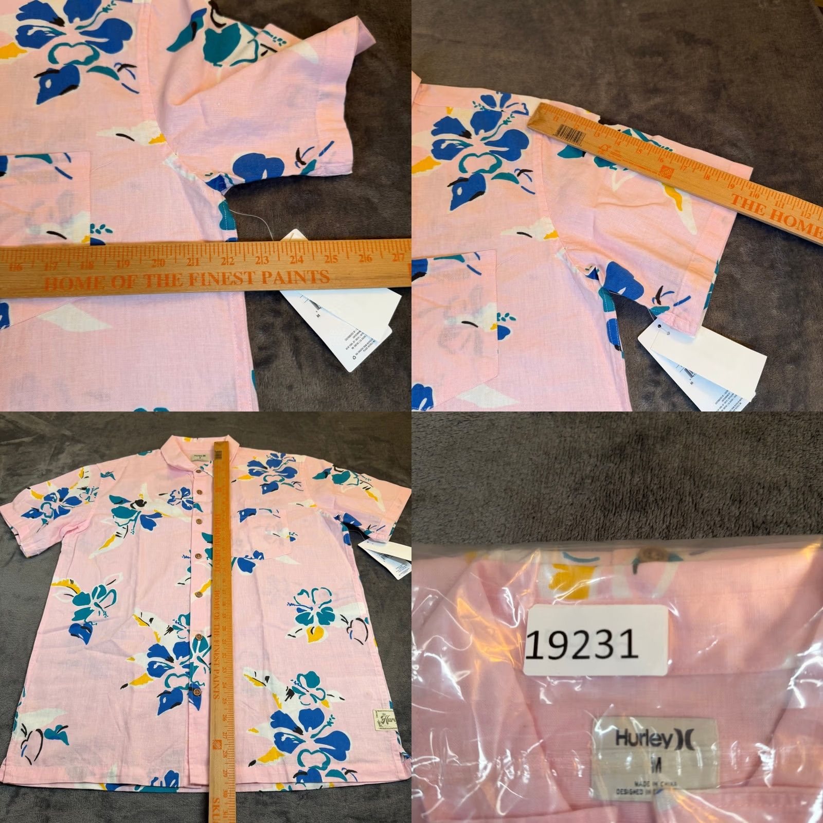 Hurley Hurley Rincon Linen SS Button Up Shirt Mens Medium Flamingo Pink Floral Surf NWT Size US M / EU 48-50 / 2 - 8 Thumbnail