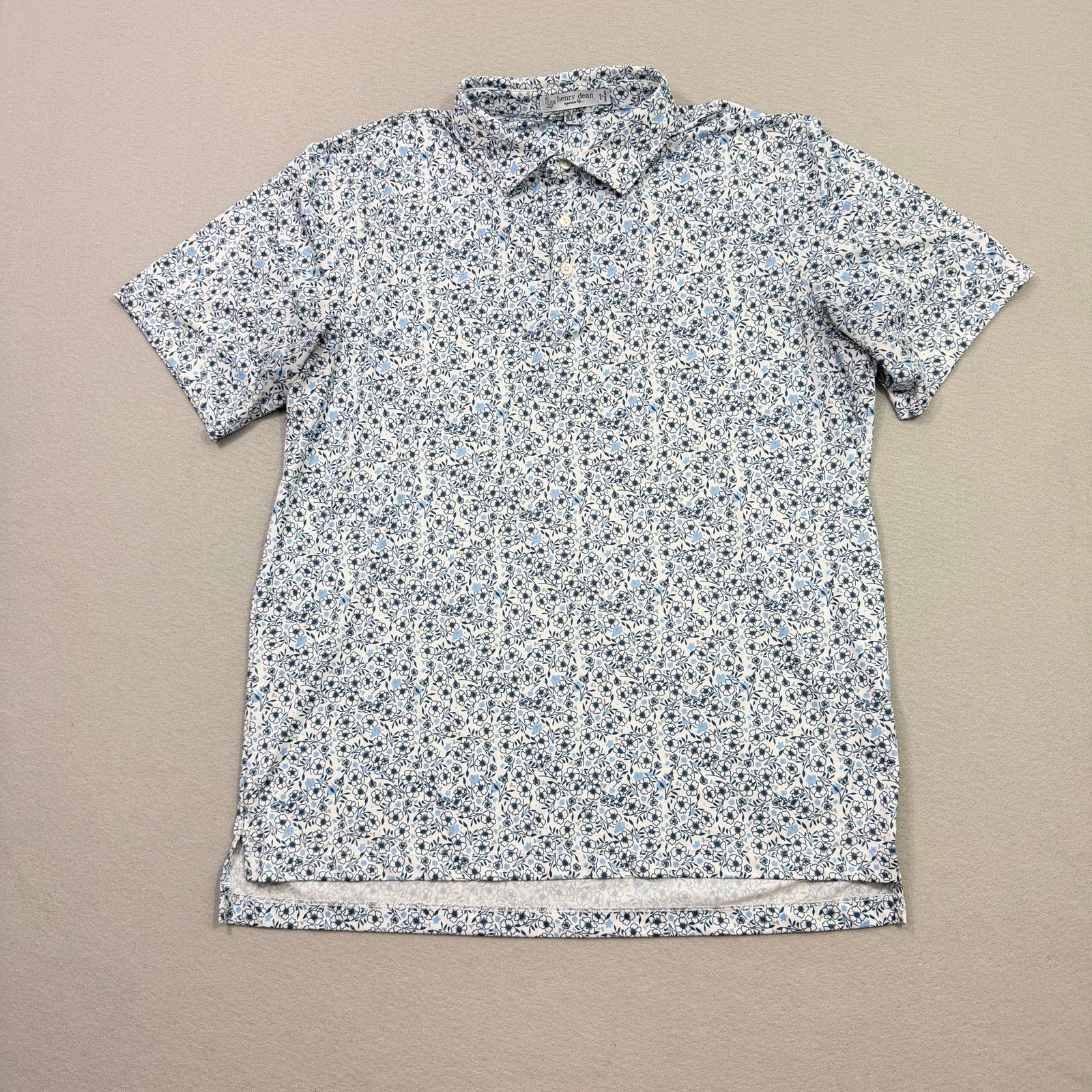 Other Henry Dean Sleepy Floral Print Performance Knit Polo Shirt Size US XL / EU 56 / 4 - 1 Thumbnail