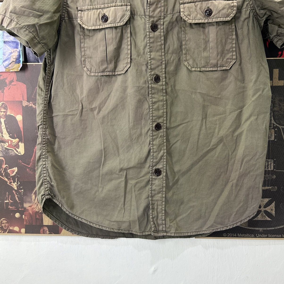Alpha Industries Vintage Alpha Industries Inc Faded Green Button Down Shirts Size US S / EU 44-46 / 1 - 3 Thumbnail