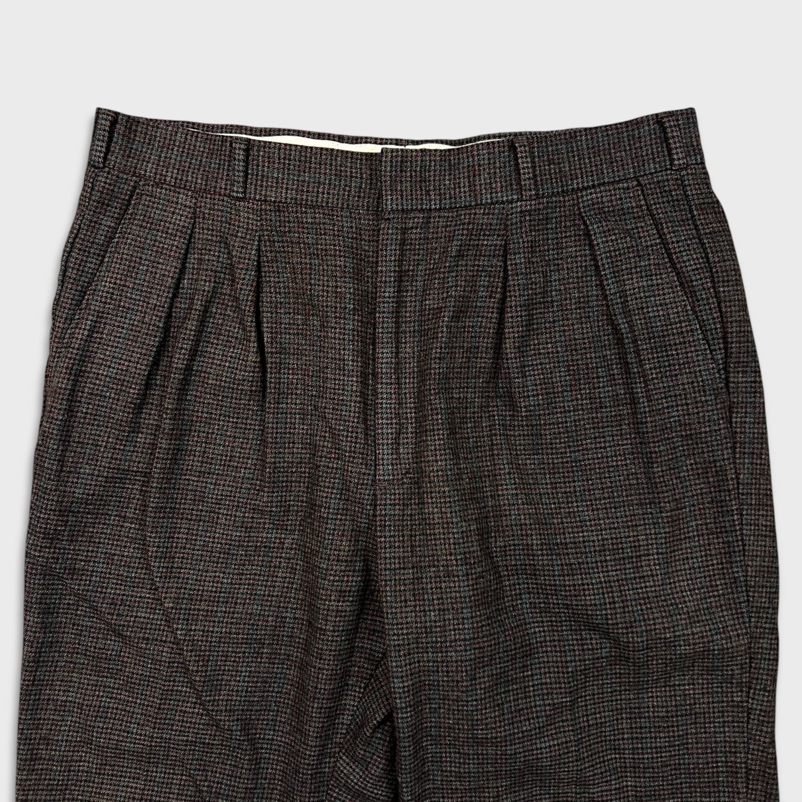 Vintage Thomson Dress Pants 34x28 Plaid Pleat Baggy Wool 90s Trouser Size US 34 / EU 50 - 2 Thumbnail
