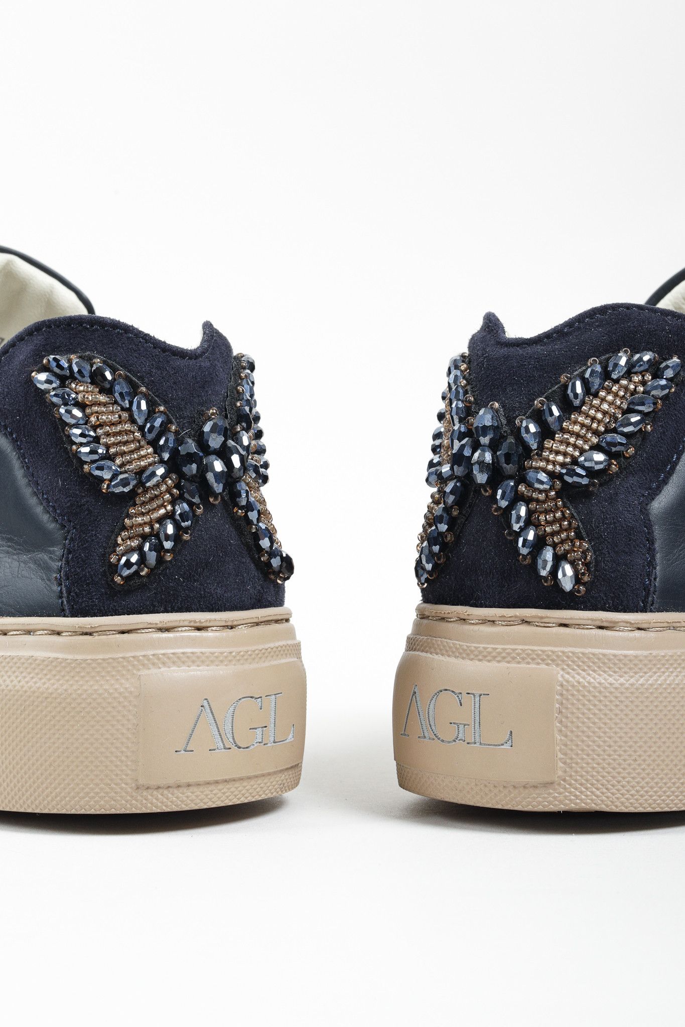 AGL Attilio Giusti Leombruni Butterfly Jewel Platform Sneakers Size US 10.5 / IT 40.5 - 9 Thumbnail