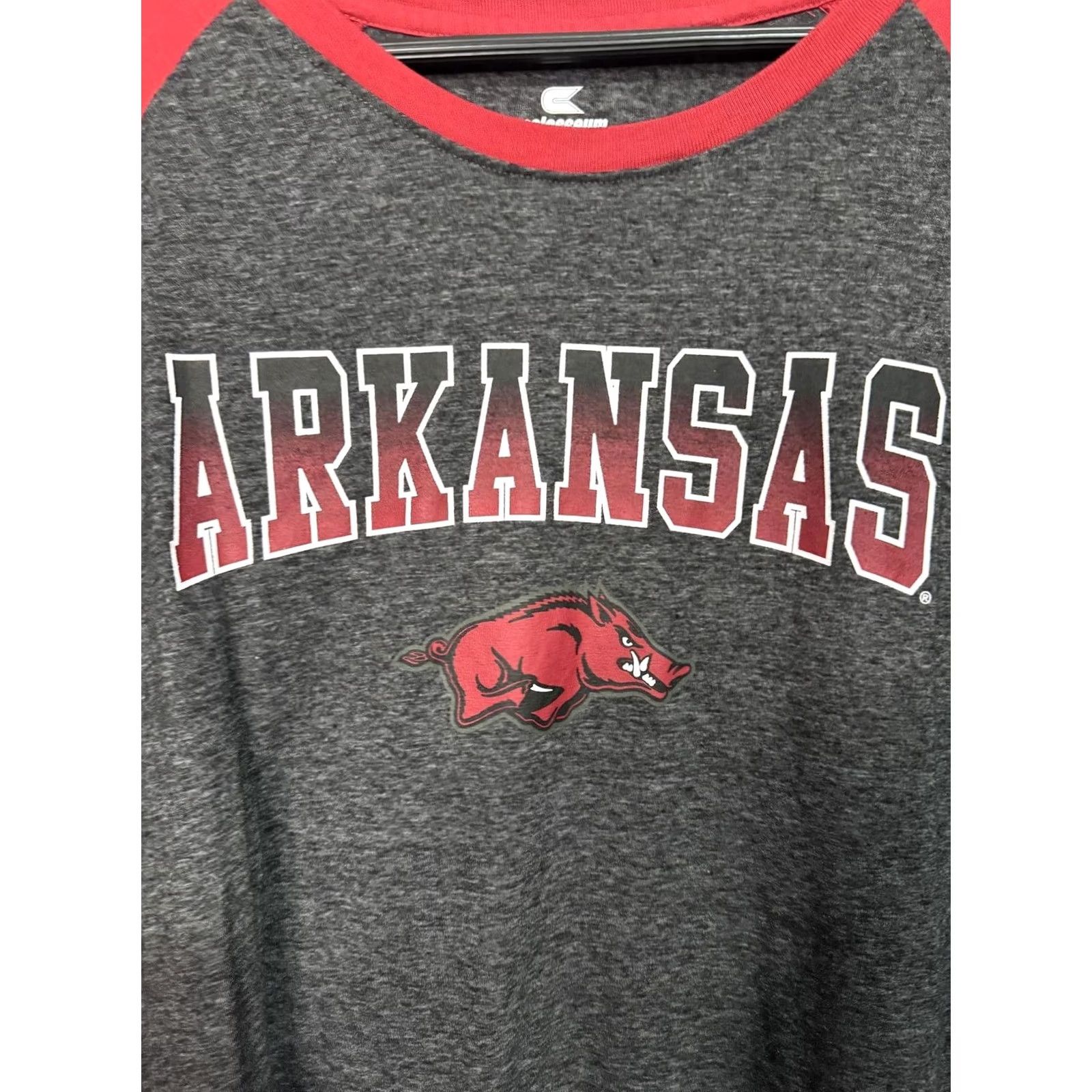Vintage Colosseum Arkansas Razorbacks Long Sleeve Raglan Shirt XL Gray Crew Neck Graphic Print Men Size US XL / EU 56 / 4 - 2 Thumbnail