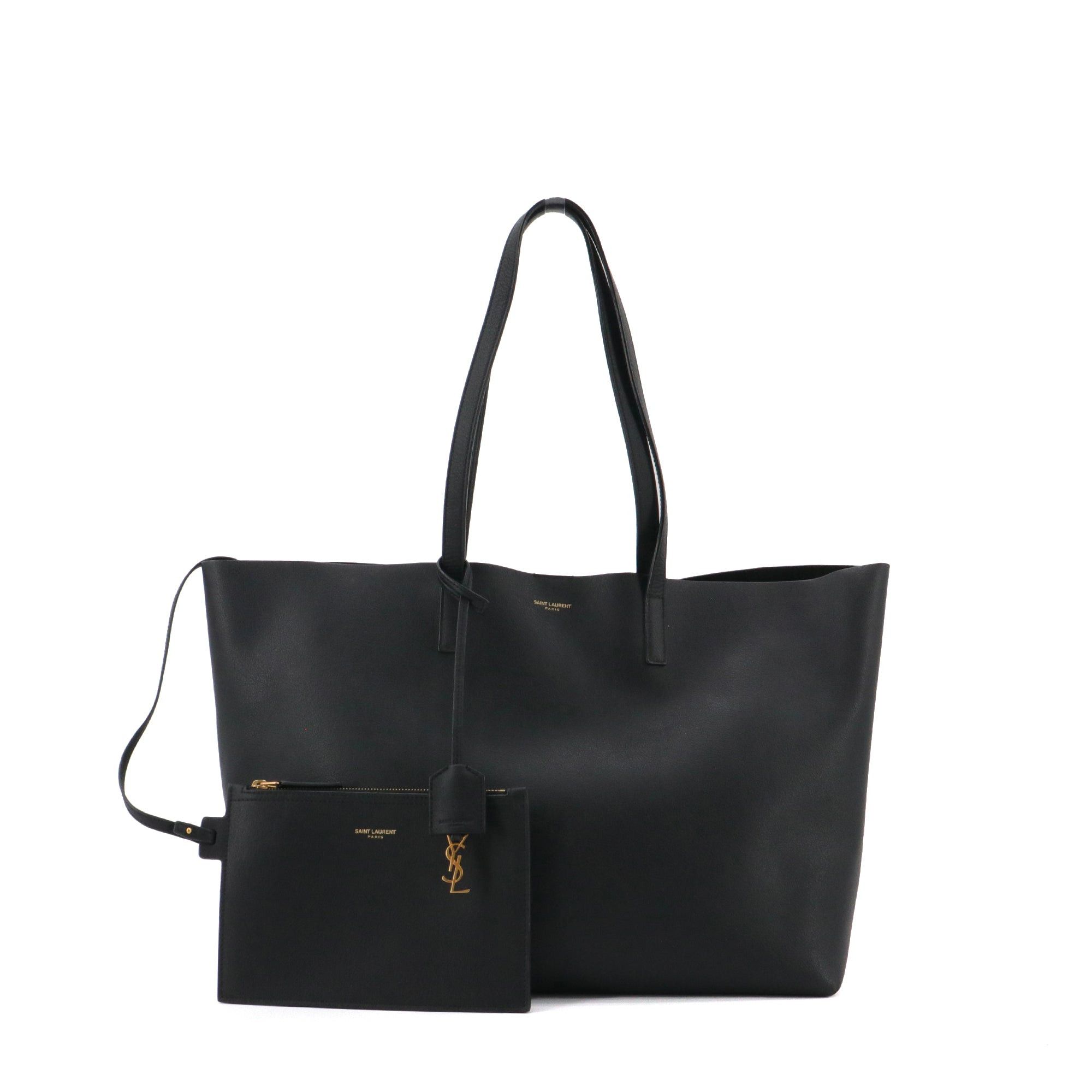 Saint Laurent Paris SAINT LAURENT - Saint Laurent Shopping E/W tote bag in black grained leather Size ONE SIZE - 1 Thumbnail