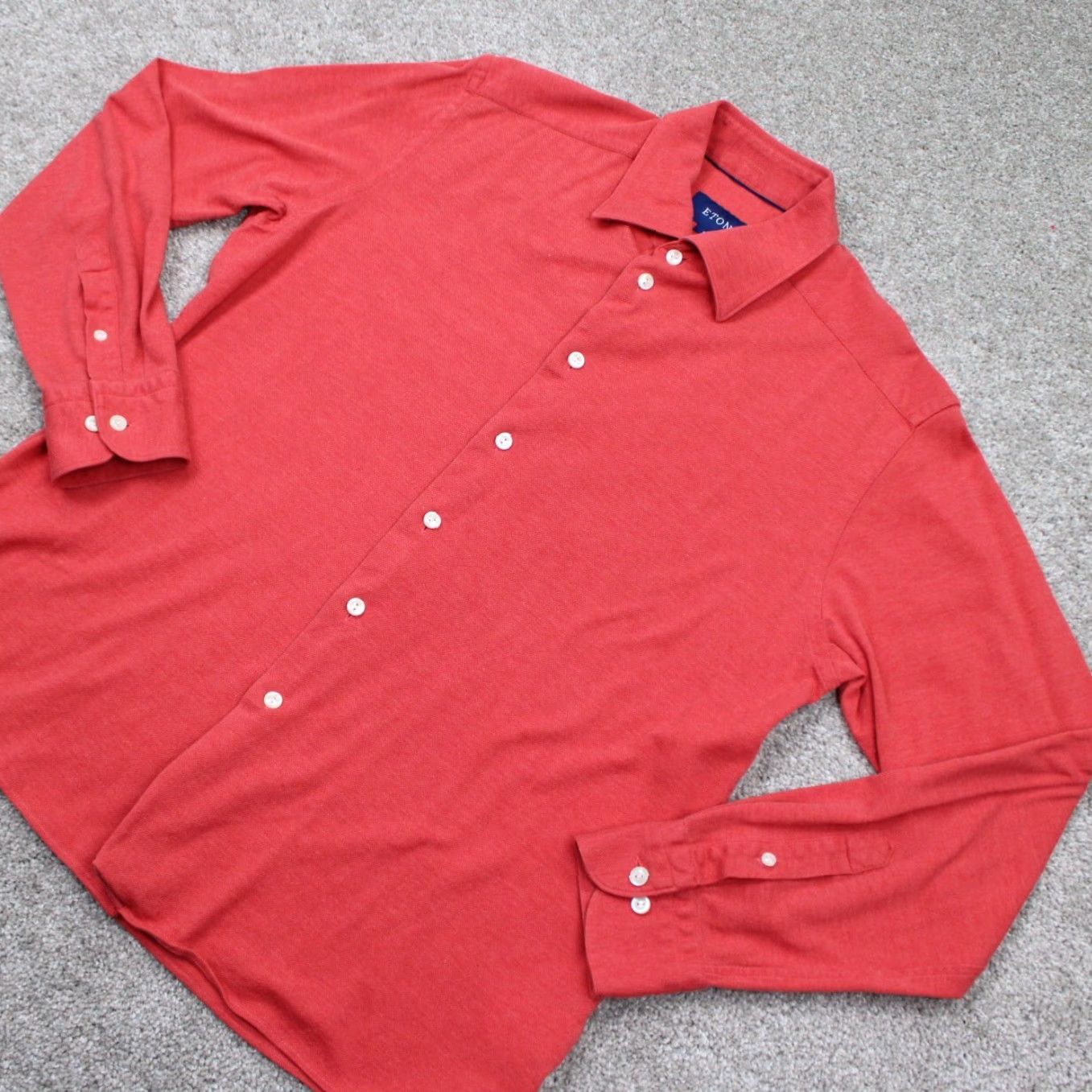 Eton ETON Shirt Men XL Red 100% Cotton Twill Long Sleeve Button-Up Size US XL / EU 56 / 4 - 3 Thumbnail