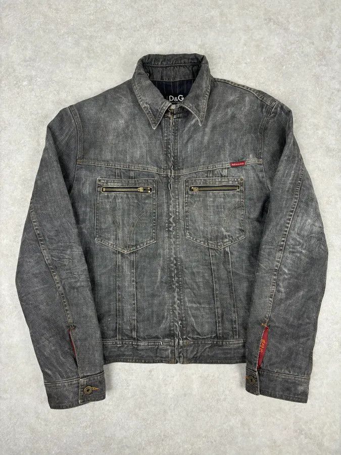 Dolce & Gabbana AW2003 Dolce & Gabbana Grey Eroded Denim Jacket Size US XL / EU 56 / 4 - 1 Thumbnail