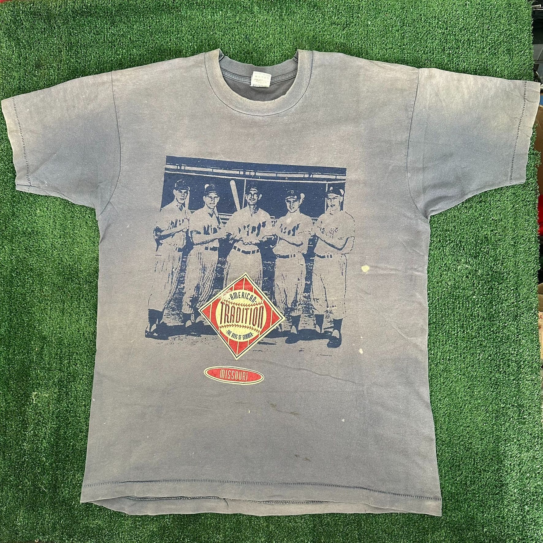 Fruit Of The Loom Vintage 90s Missouri Baseball T-Shirt Faded Distressed Tee Size US L / EU 52-54 / 3 - 1 Thumbnail