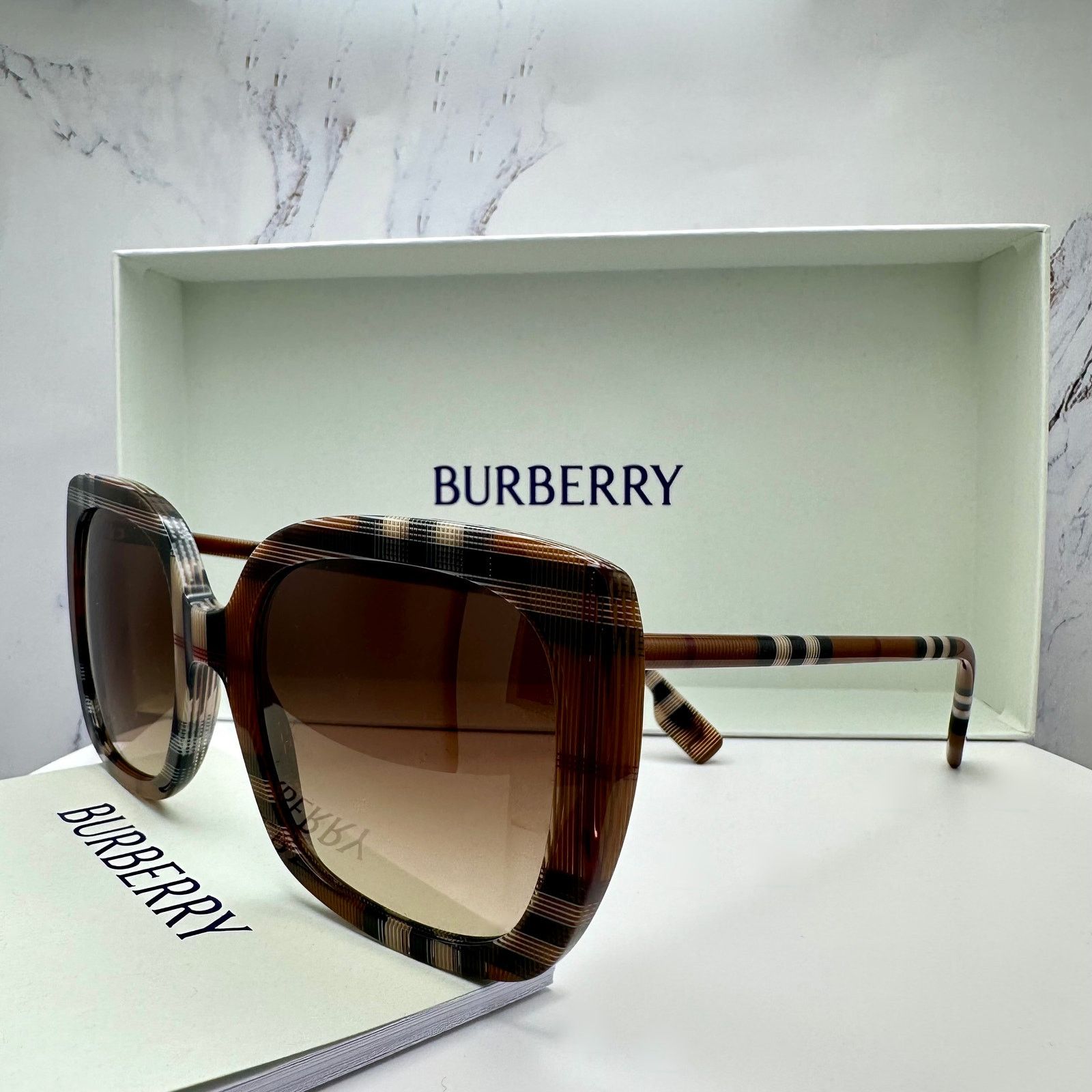 Burberry New Burberry Sunglasses Brown Check Frames Gradient Lens Size ONE SIZE - 11 Thumbnail