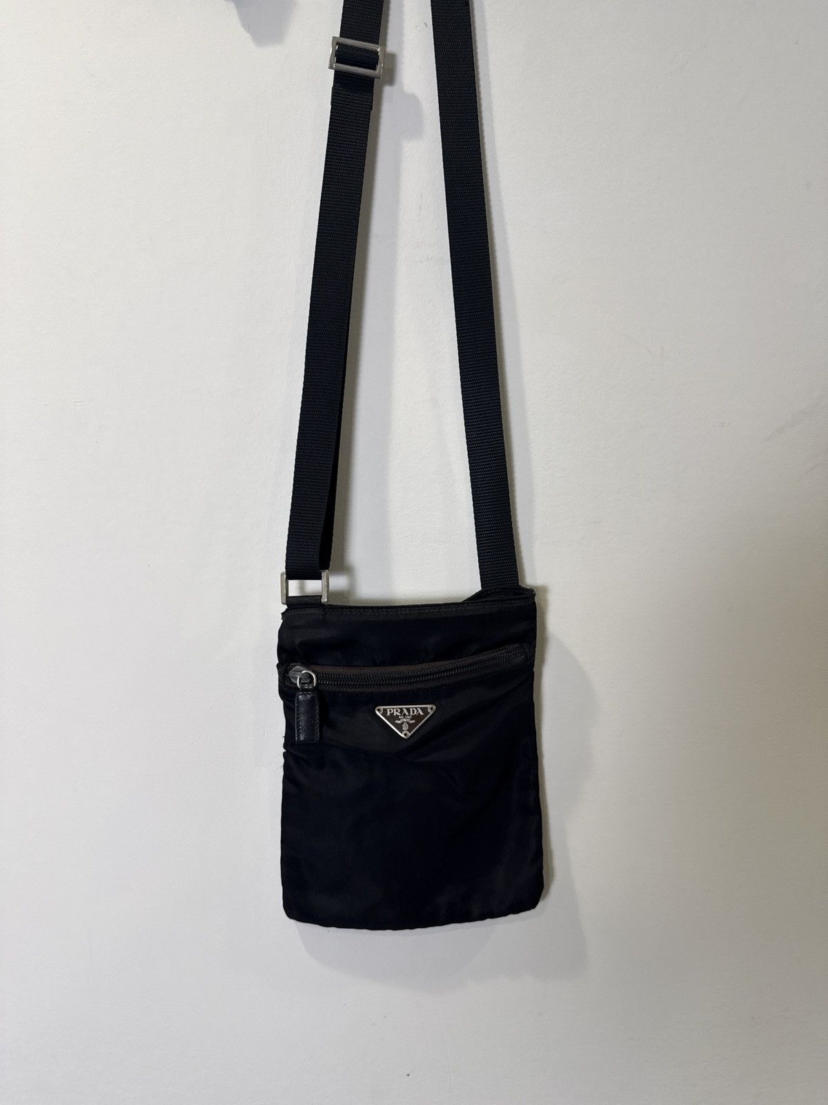 Prada Prada Black Nylon Crossbody Bag w/ Brown Leather Trim Size ONE SIZE - 2 Thumbnail