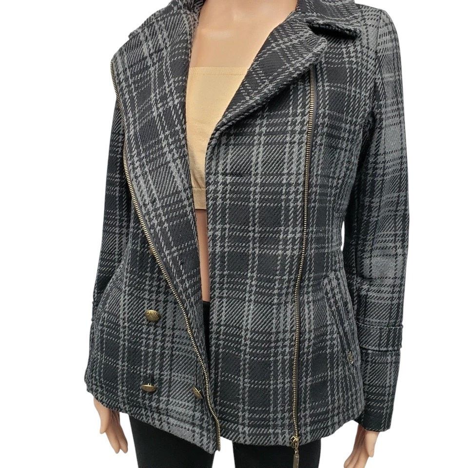 XOXO XOXO Faux Double Breast Asymmetrical zip Plaid Wool Jacket S Size S / US 4 / IT 40 - 12 Thumbnail