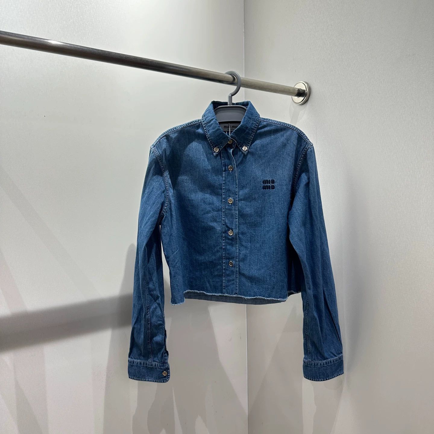 Miu Miu MIU MIU mar290 slogan embroidery button-front denim 38 Size XS / US 0-2 / IT 36-38 - 1 Thumbnail