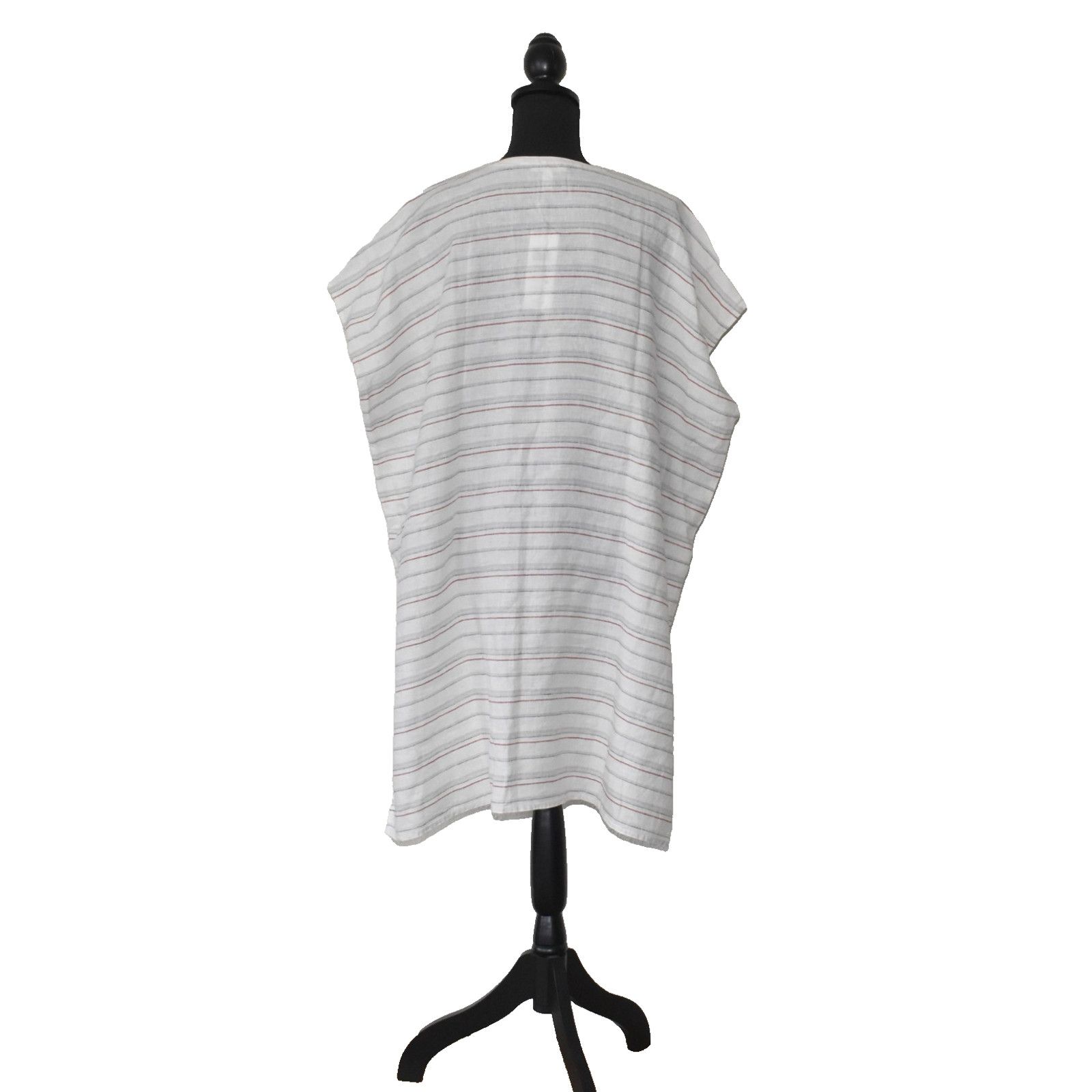 Eileen Fisher NWT EILEEN FISHER Org Linen Stripe V Neck Tunic Sz L/XL $158 Size L / US 10 / IT 46 - 3 Thumbnail