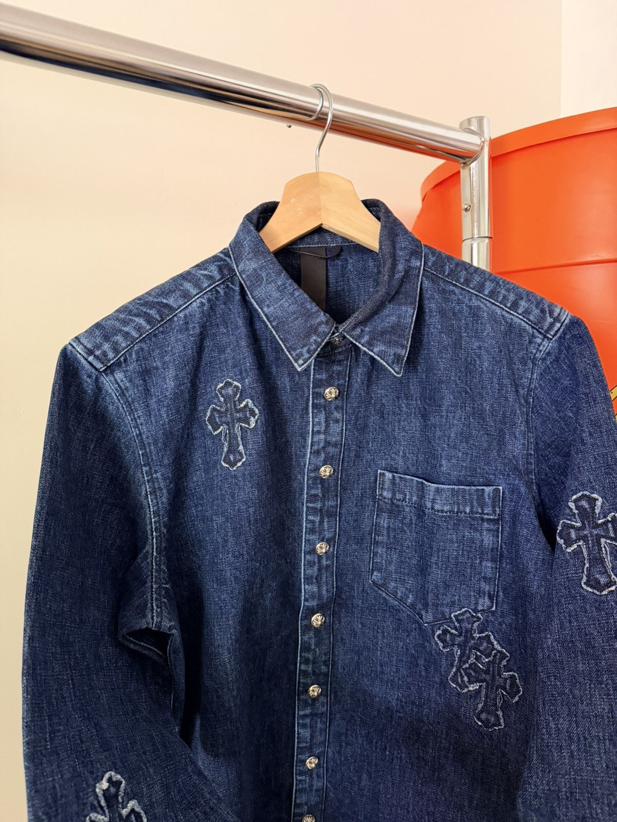 Chrome Hearts Chrome Heart Embroidered Denim Cross Patch Denim Button Up M Size US M / EU 48-50 / 2 - 3 Thumbnail