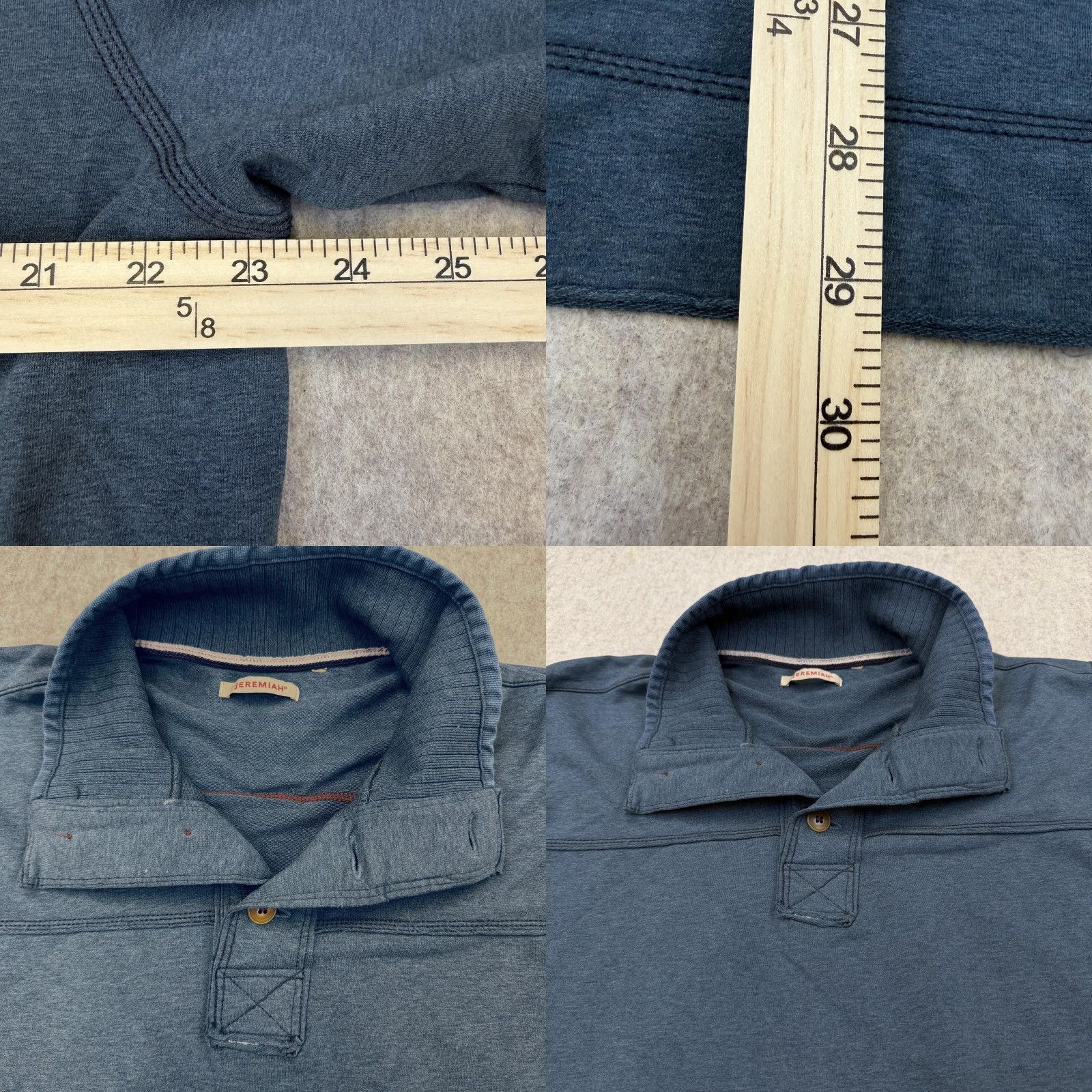 Vintage Jeremiah Shirt Mens XL Blue Long Sleeve Stretch Cotton Spandex Collared Polo Solid Size US XL / EU 56 / 4 - 8 Thumbnail