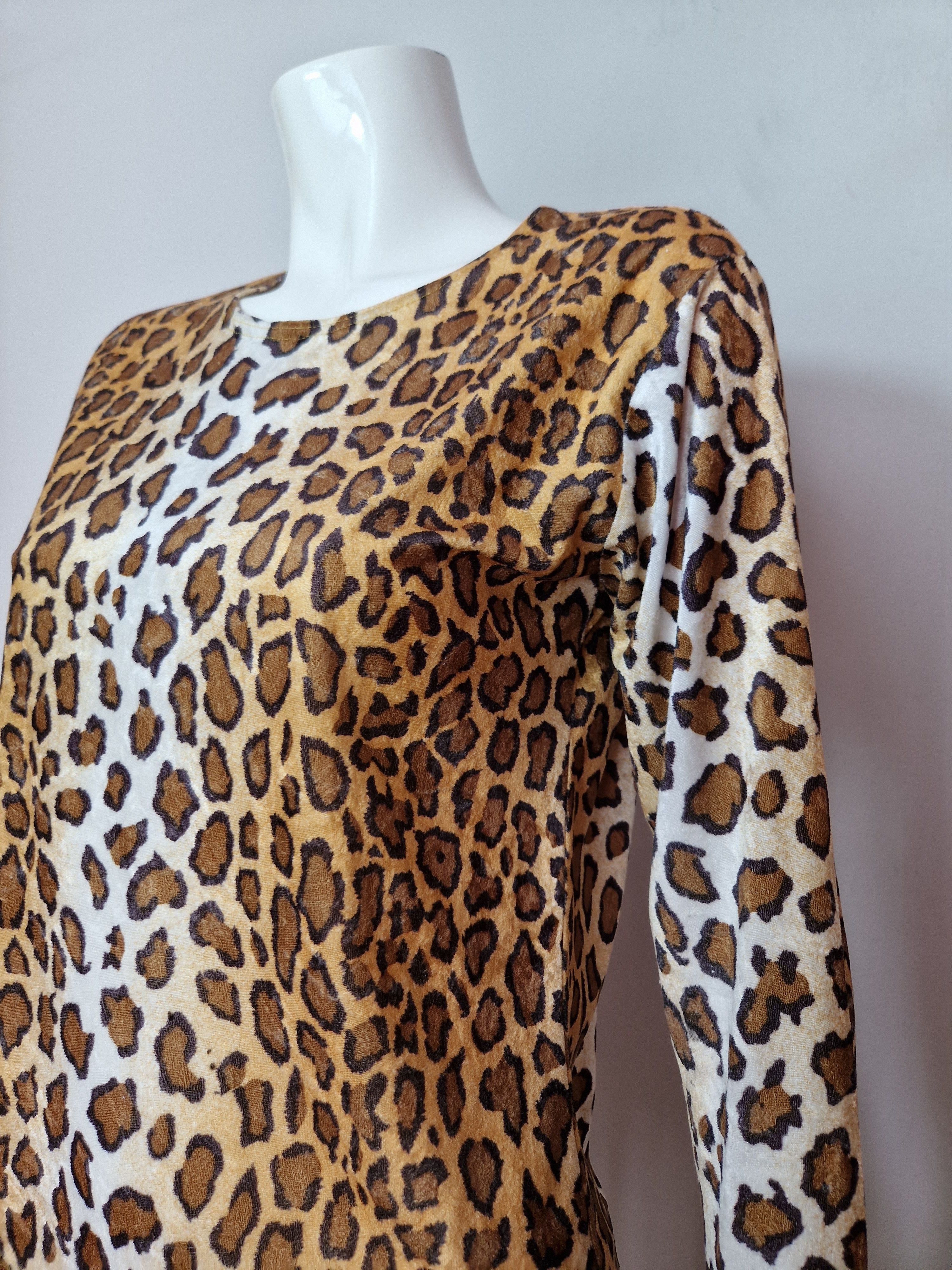 Vintage vintage panther leopard print velvet mesh top gaultier Size S / US 4 / IT 40 - 4 Thumbnail