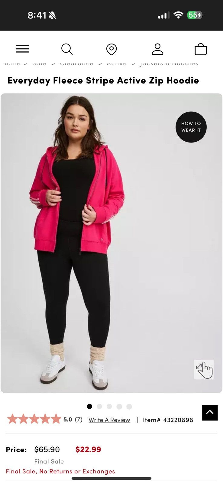 Torrid Everyday Fleece Stripe Active Zip Hoodie Size 3XL / US 20-22 - 5 Thumbnail